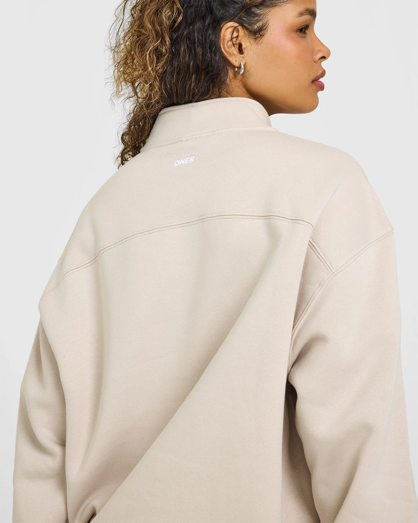 Foundations Oversized 1/4 Zip Sweatshirt | Sand - Image 4