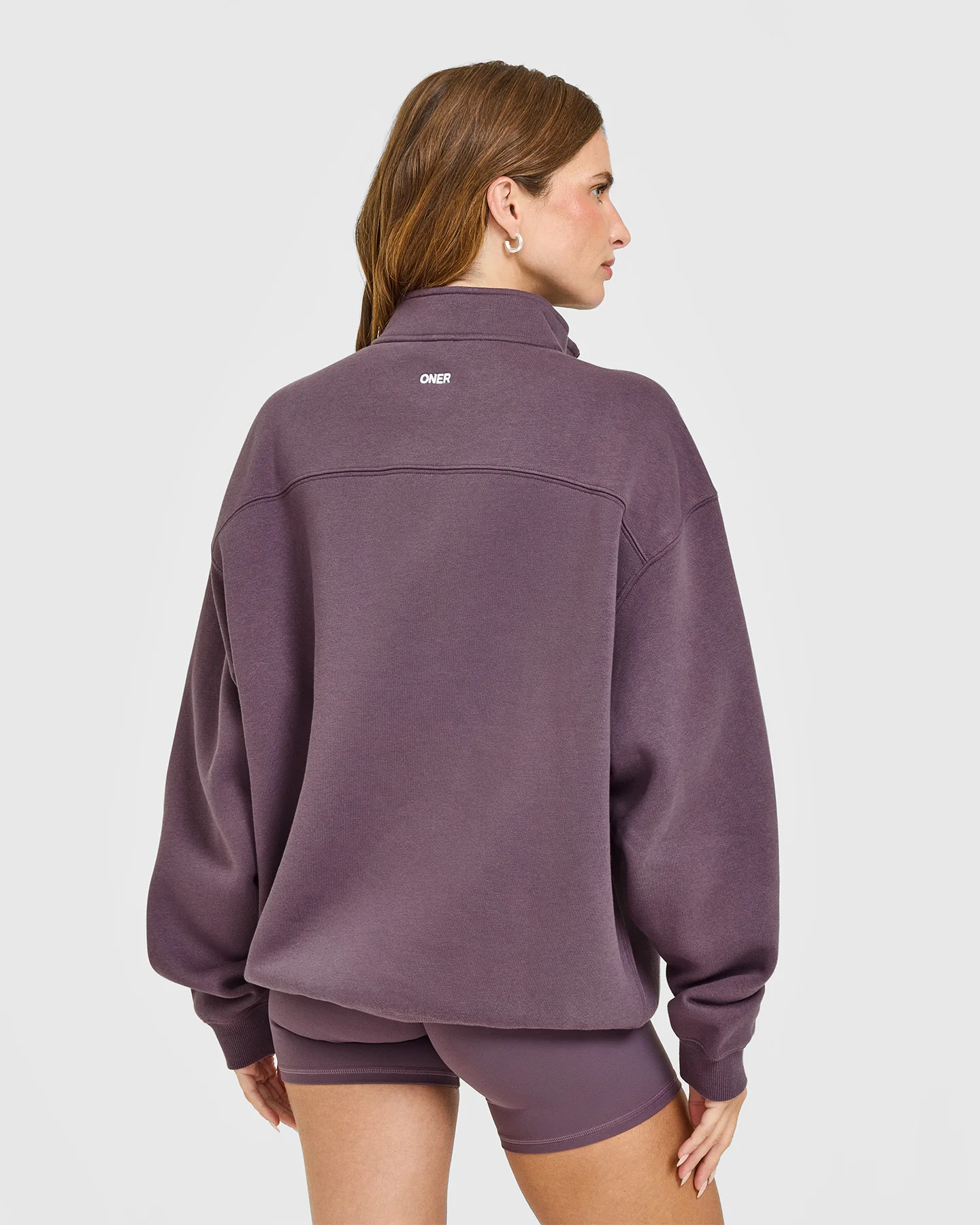 Foundations Oversized 1/4 Zip Sweatshirt | Vintage Purple - Image 4