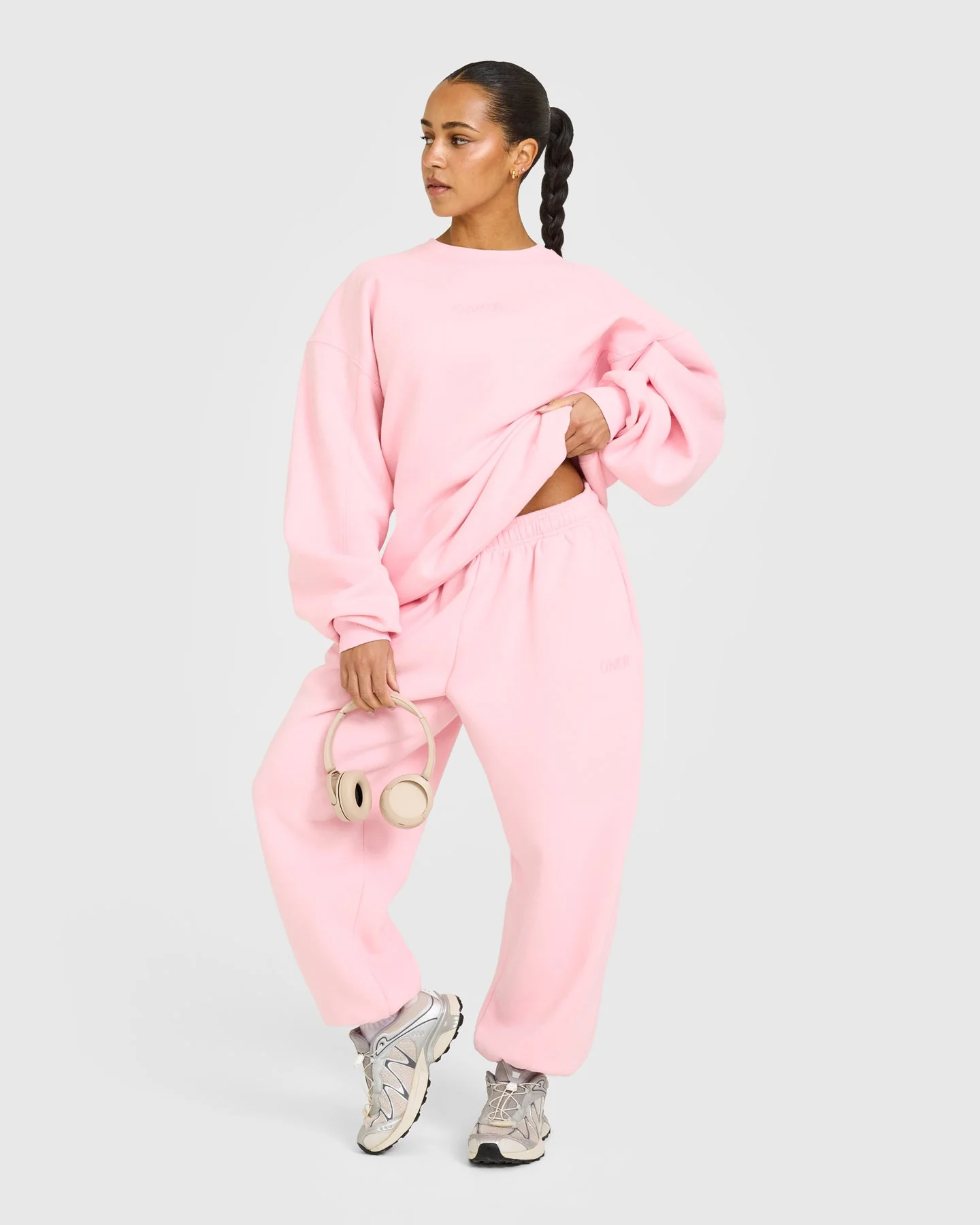 Foundations Oversized Cuffed Joggers with Oner Embroidery | Petal Pink - Image 3