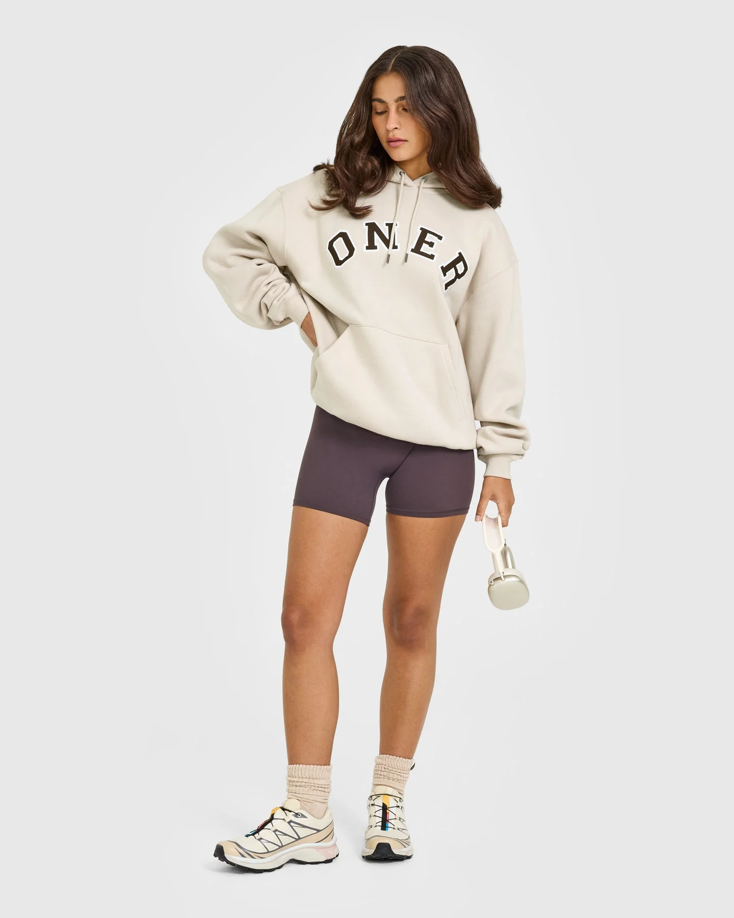 Foundations Oversized Oner Girlfriend Hoodie | Sand - Image 3