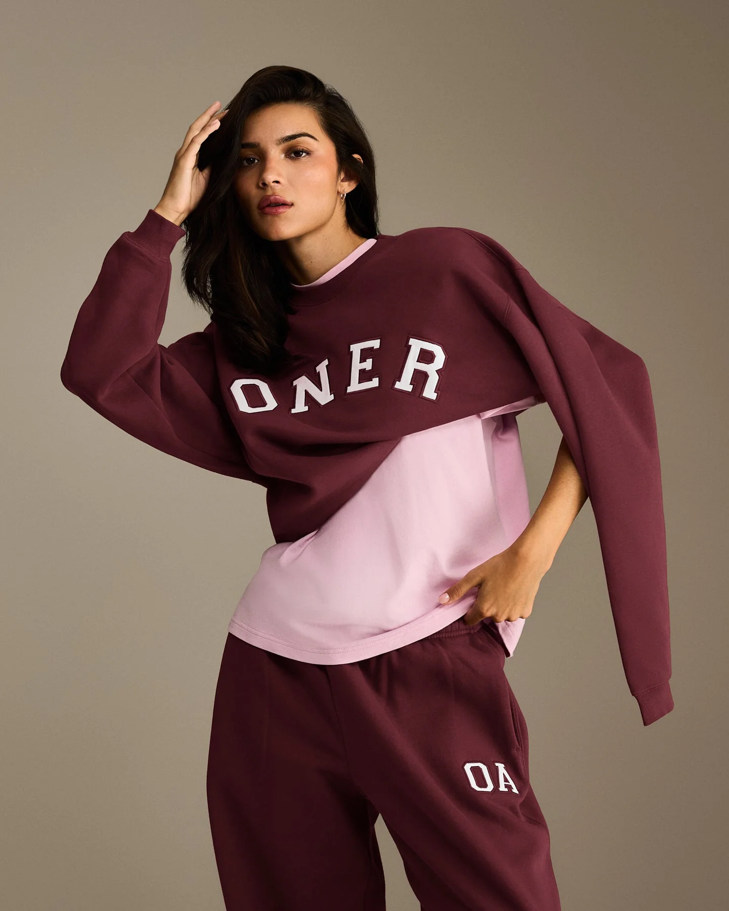 Foundations Oversized Oner Girlfriend Joggers | Rosewood - Image 2