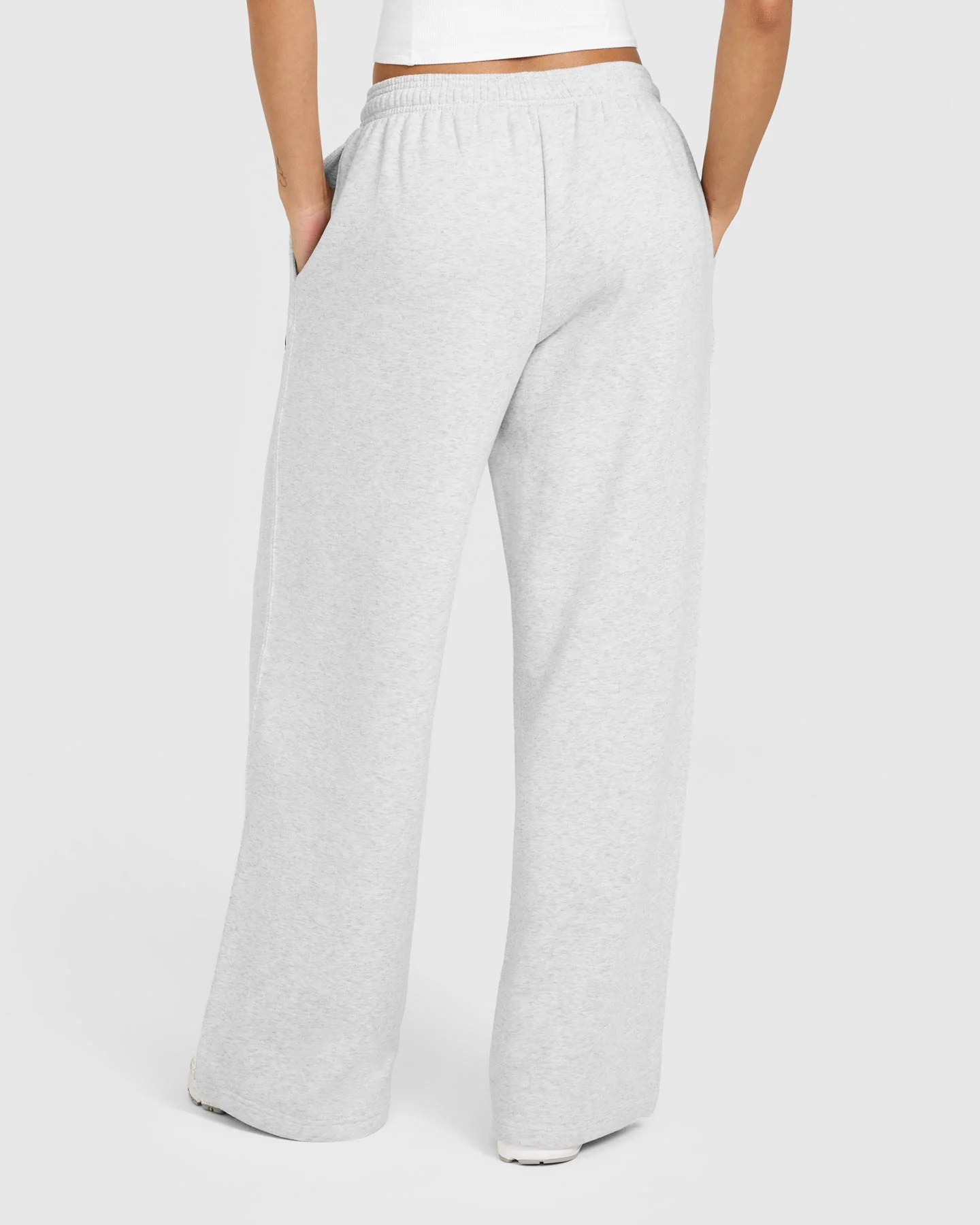 Foundations Oversized Oner Girlfriend Straight Leg Joggers | Light Grey Marl - Image 5
