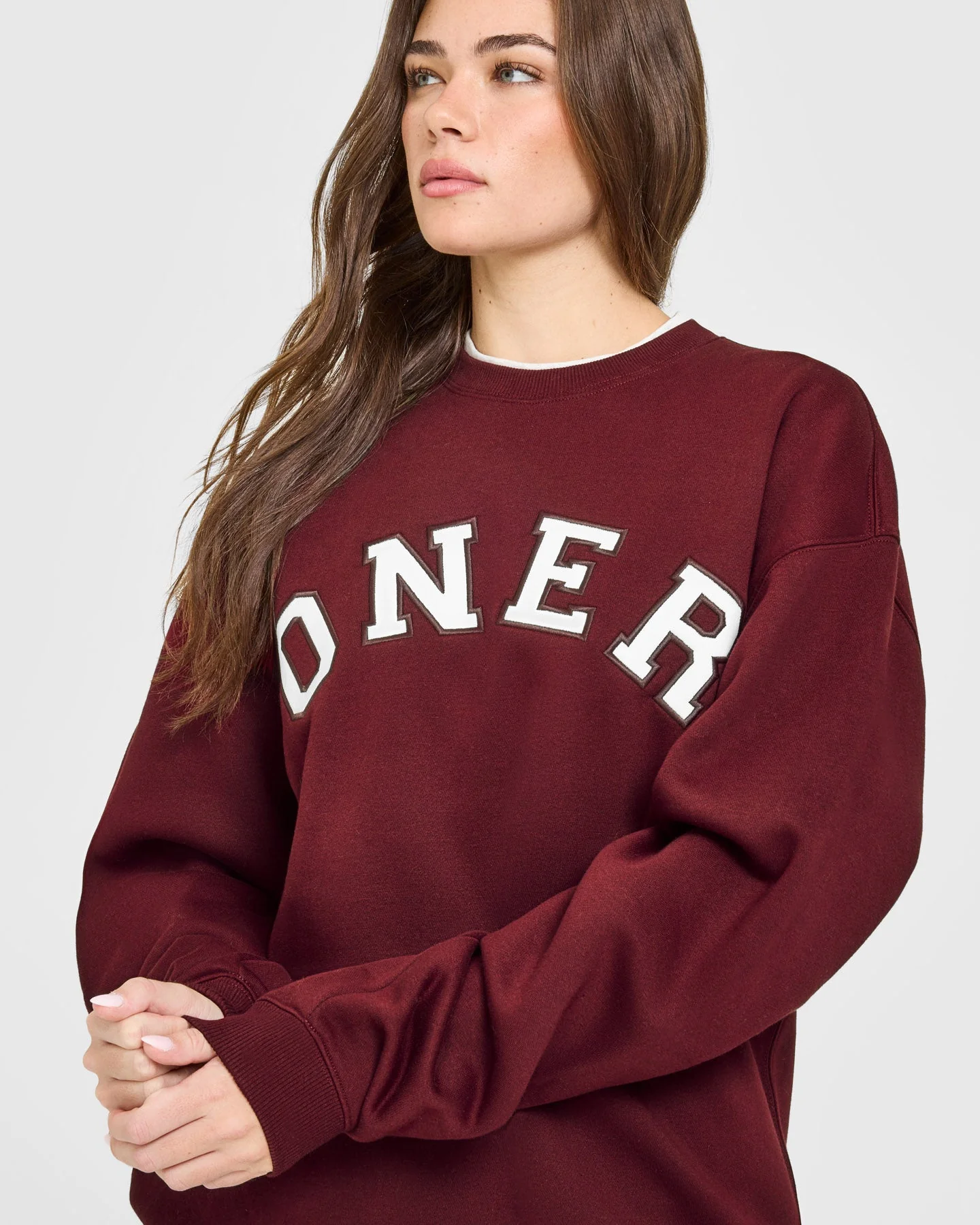 Foundations Oversized Oner Girlfriend Sweatshirt | Rosewood - Image 5