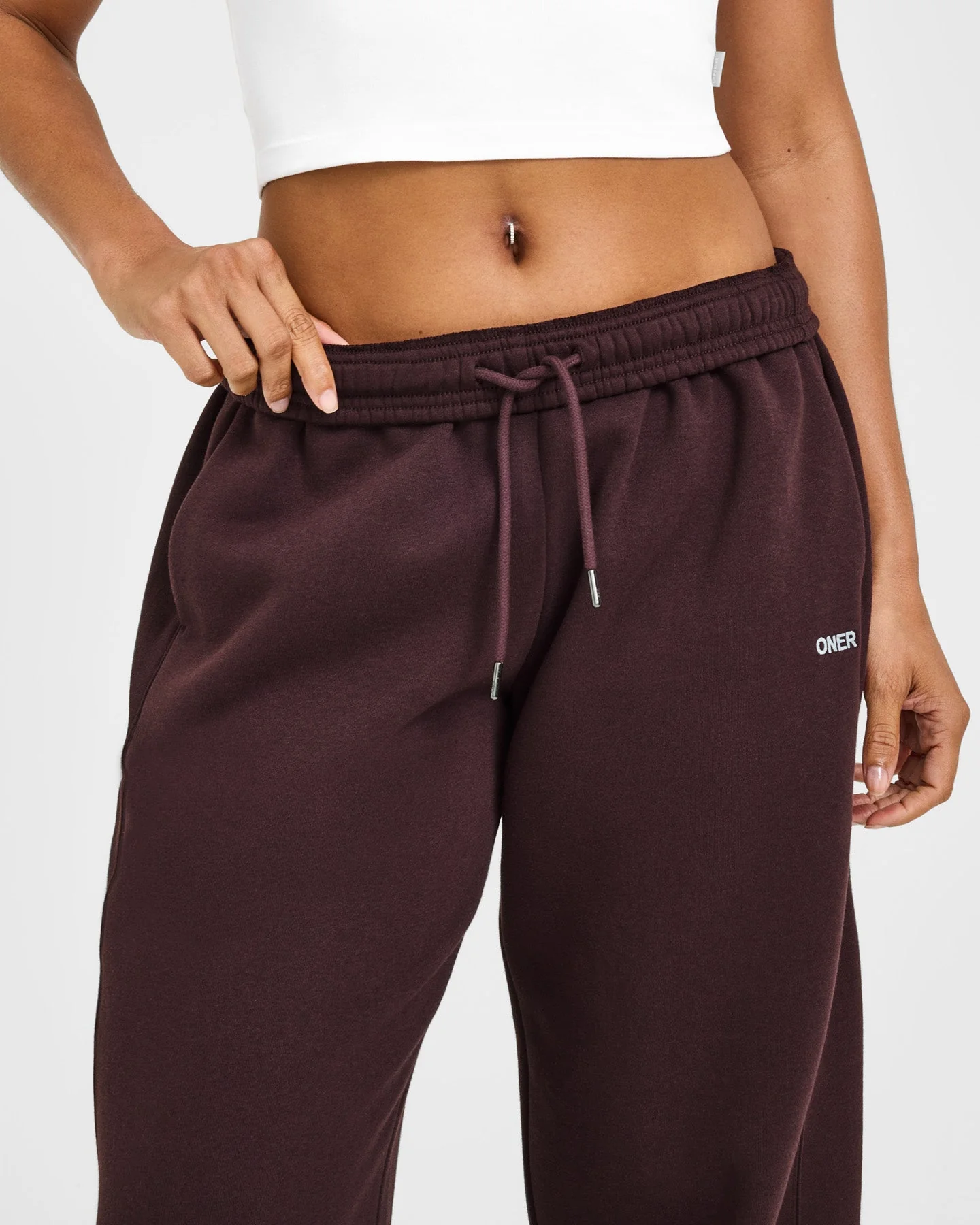 Foundations Straight Leg Joggers with Grey Logo | Plum Brown - Image 3