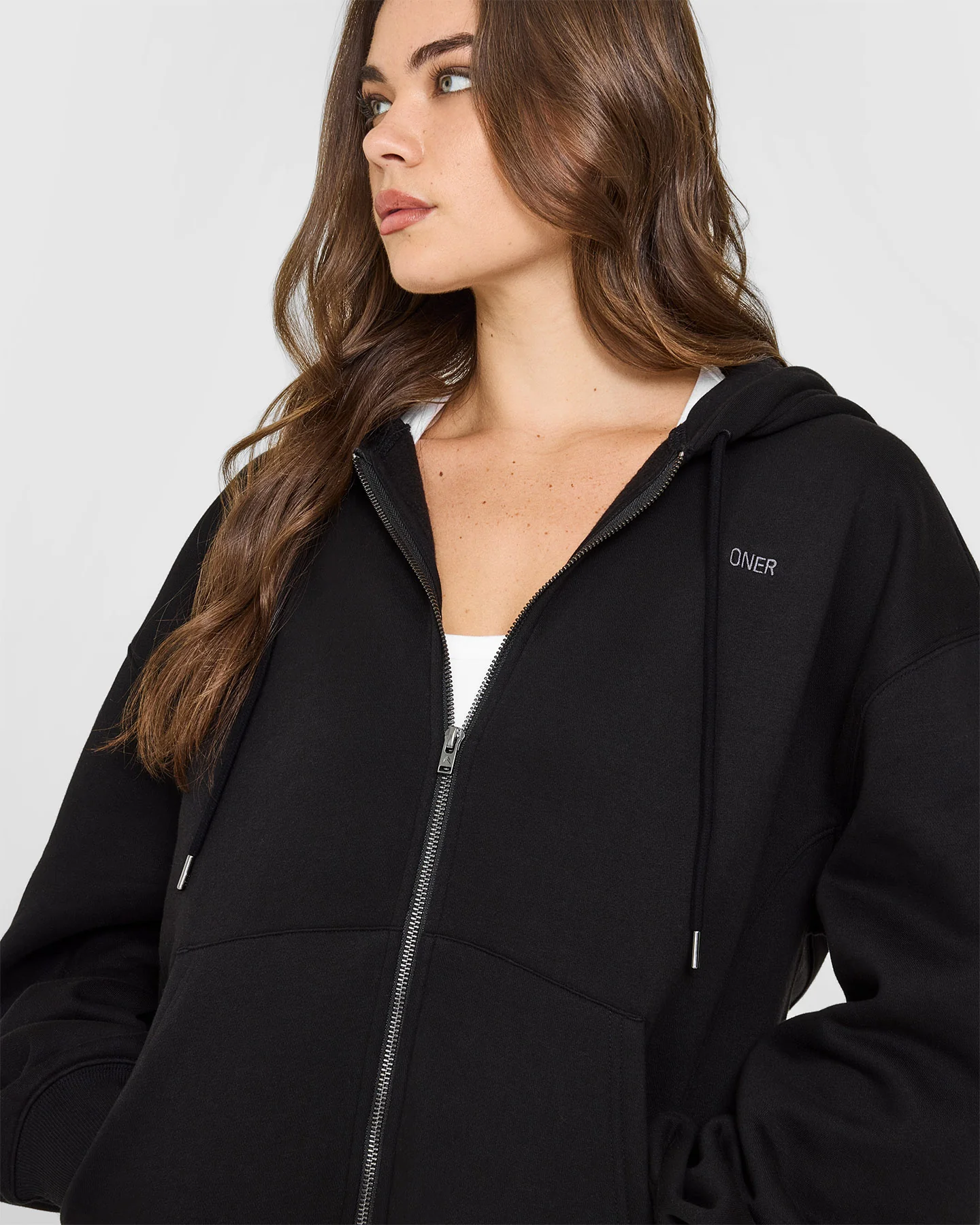 Foundations Zip Through Hoodie | Black - Image 5