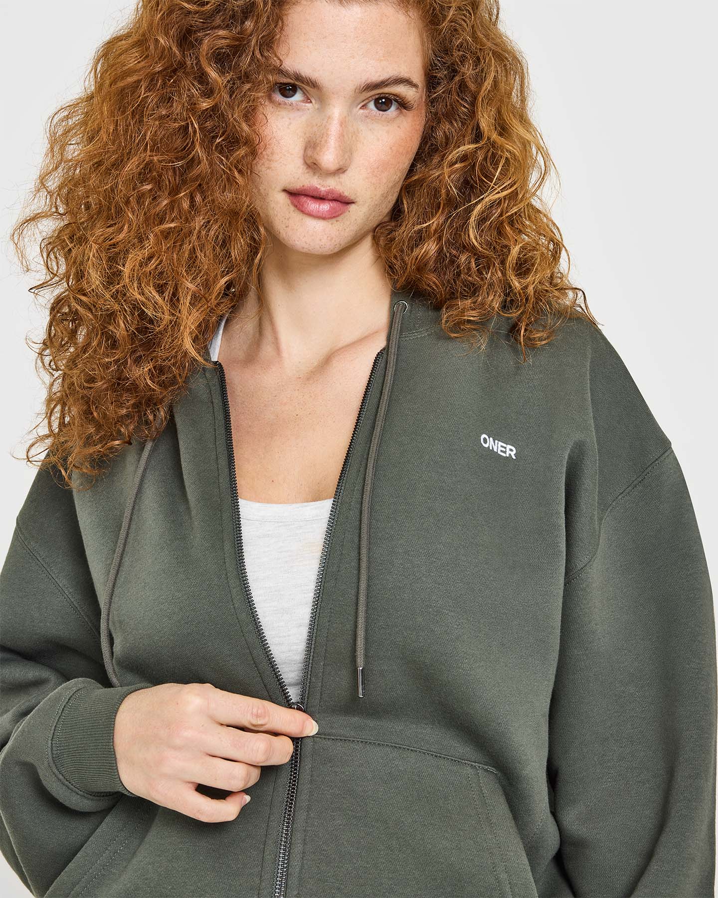 Foundations Zip Through Hoodie | Dark Khaki - Image 2