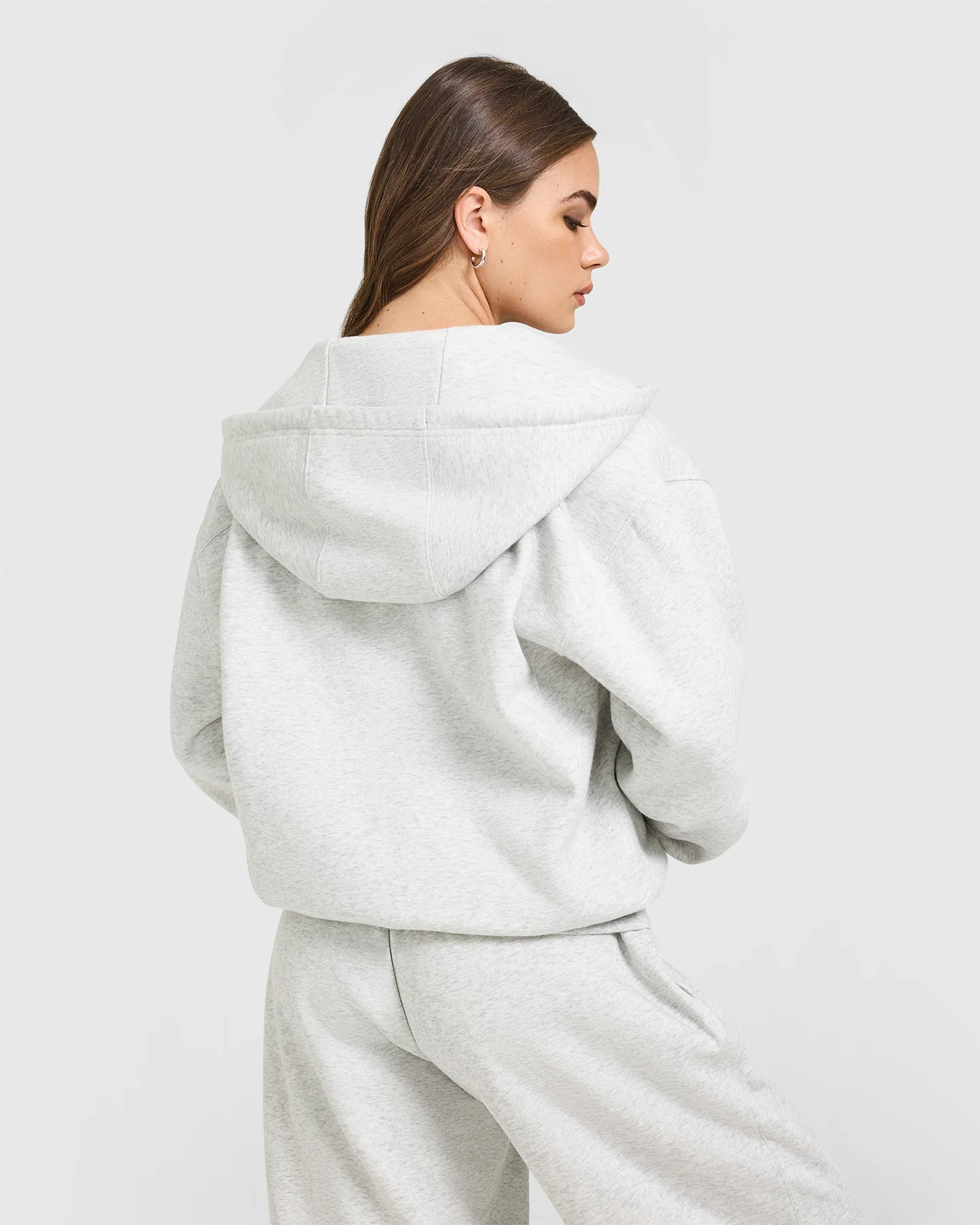 Foundations Zip Through Hoodie | Light Grey Marl - Image 2
