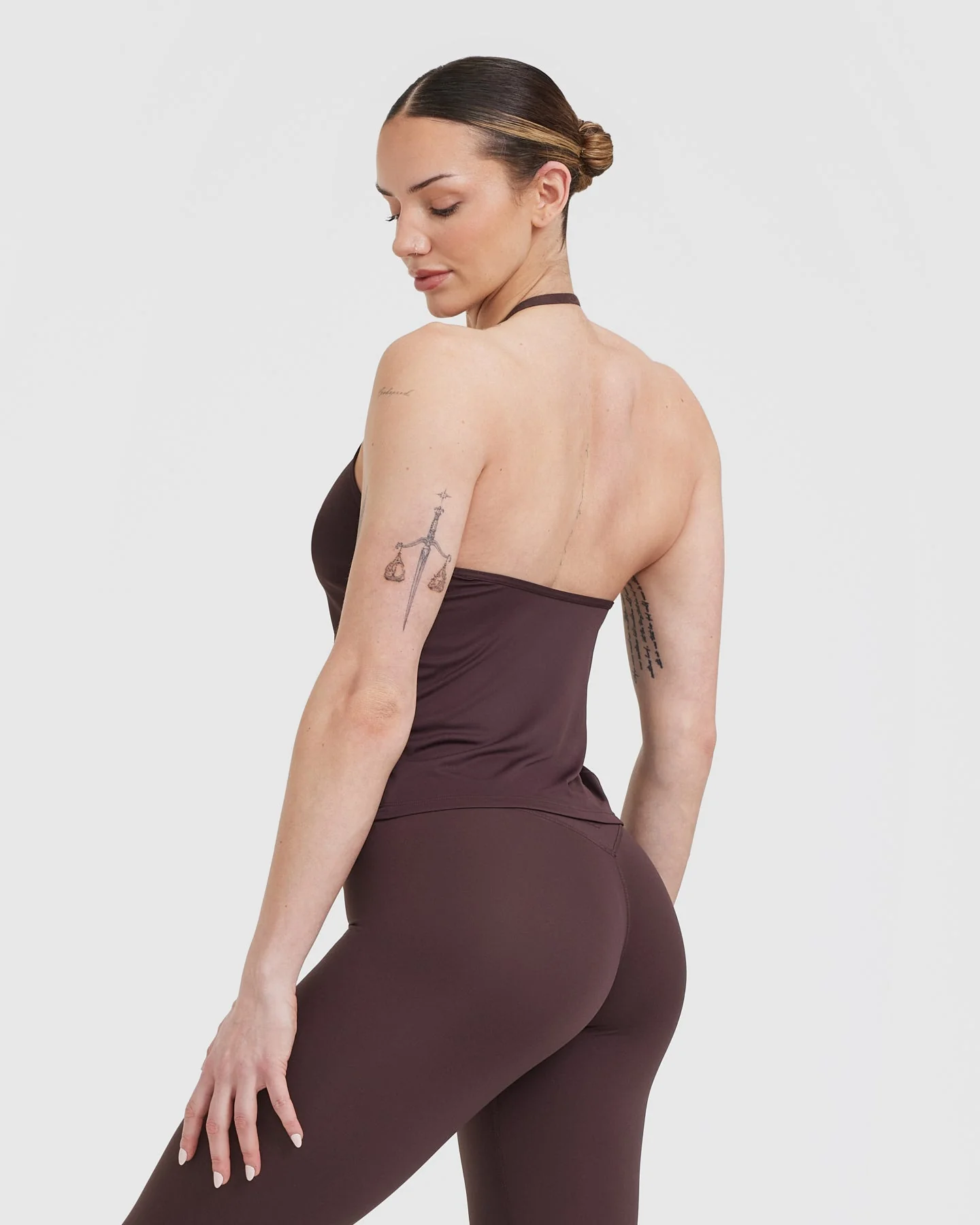 Go To High Neck Loose Crop Vest | Plum Brown - Image 2