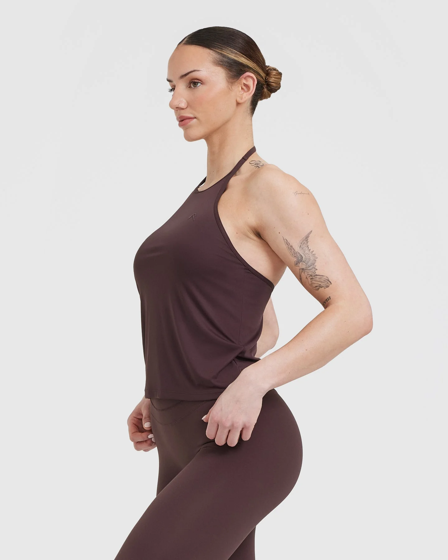 Go To High Neck Loose Crop Vest | Plum Brown - Image 3