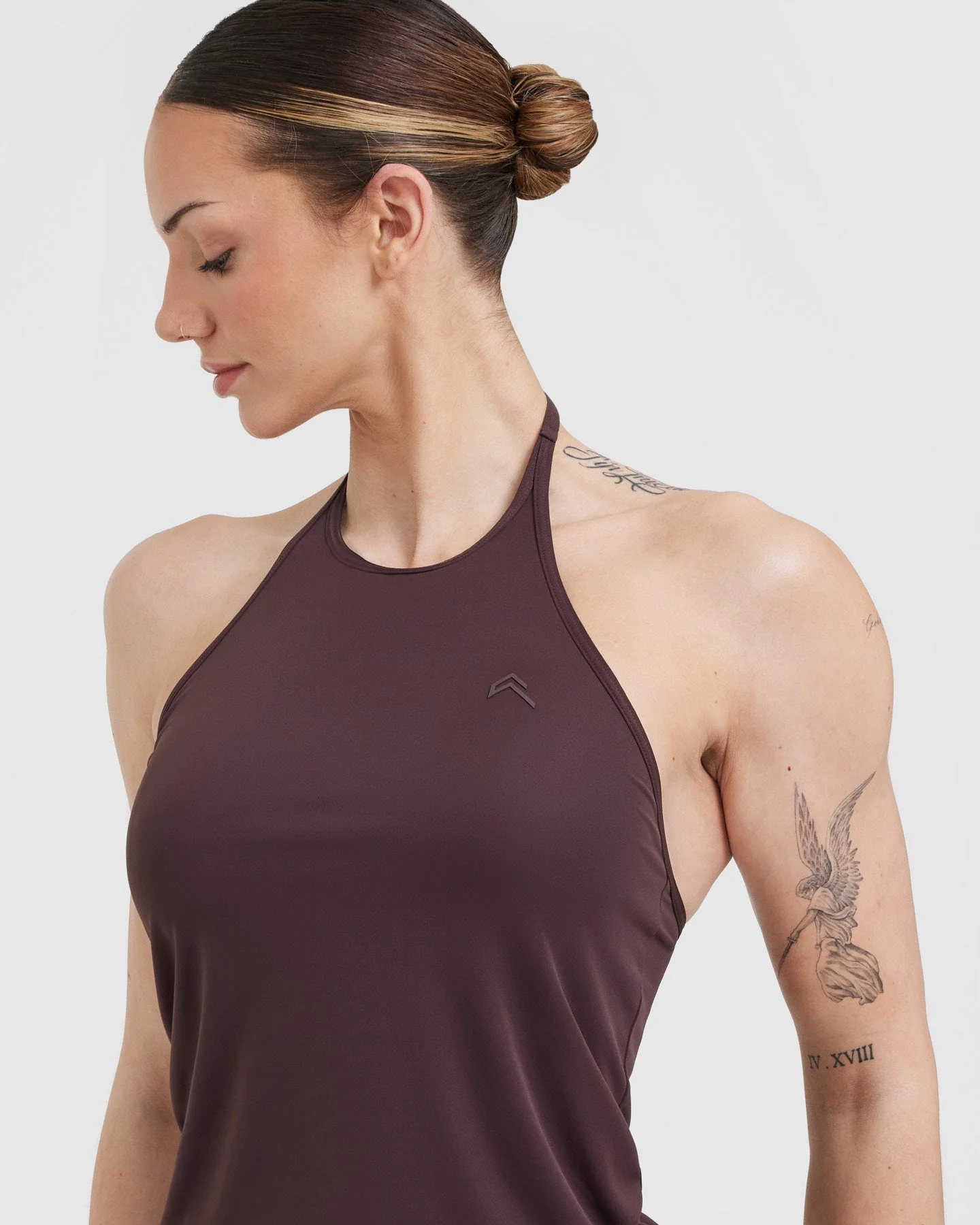 Go To High Neck Loose Crop Vest | Plum Brown - Image 4