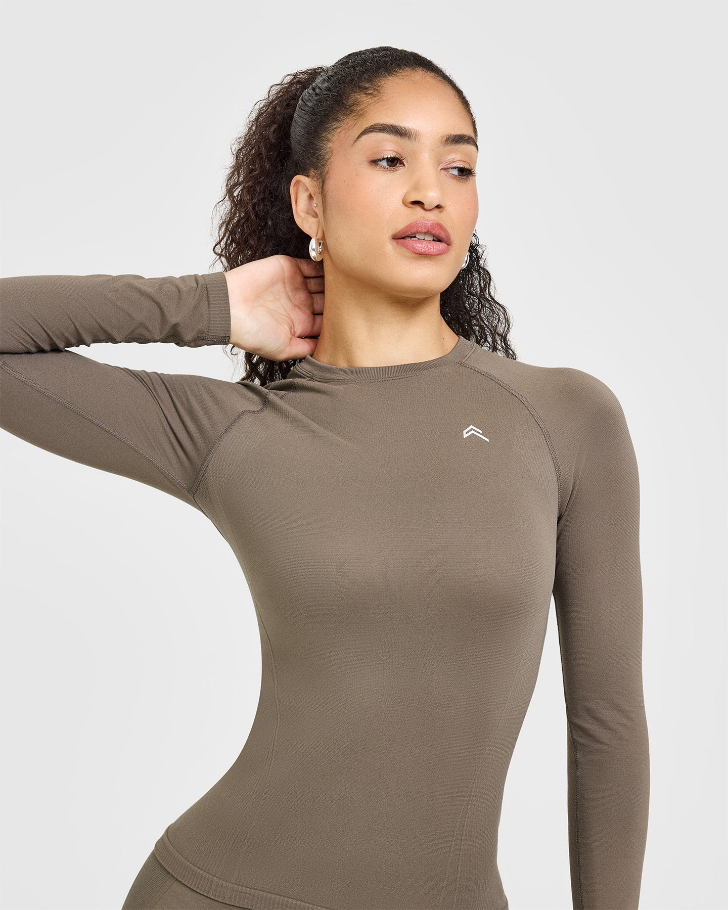 Go To Seamless Fitted Long Sleeve Top | Moss Brown - Image 5