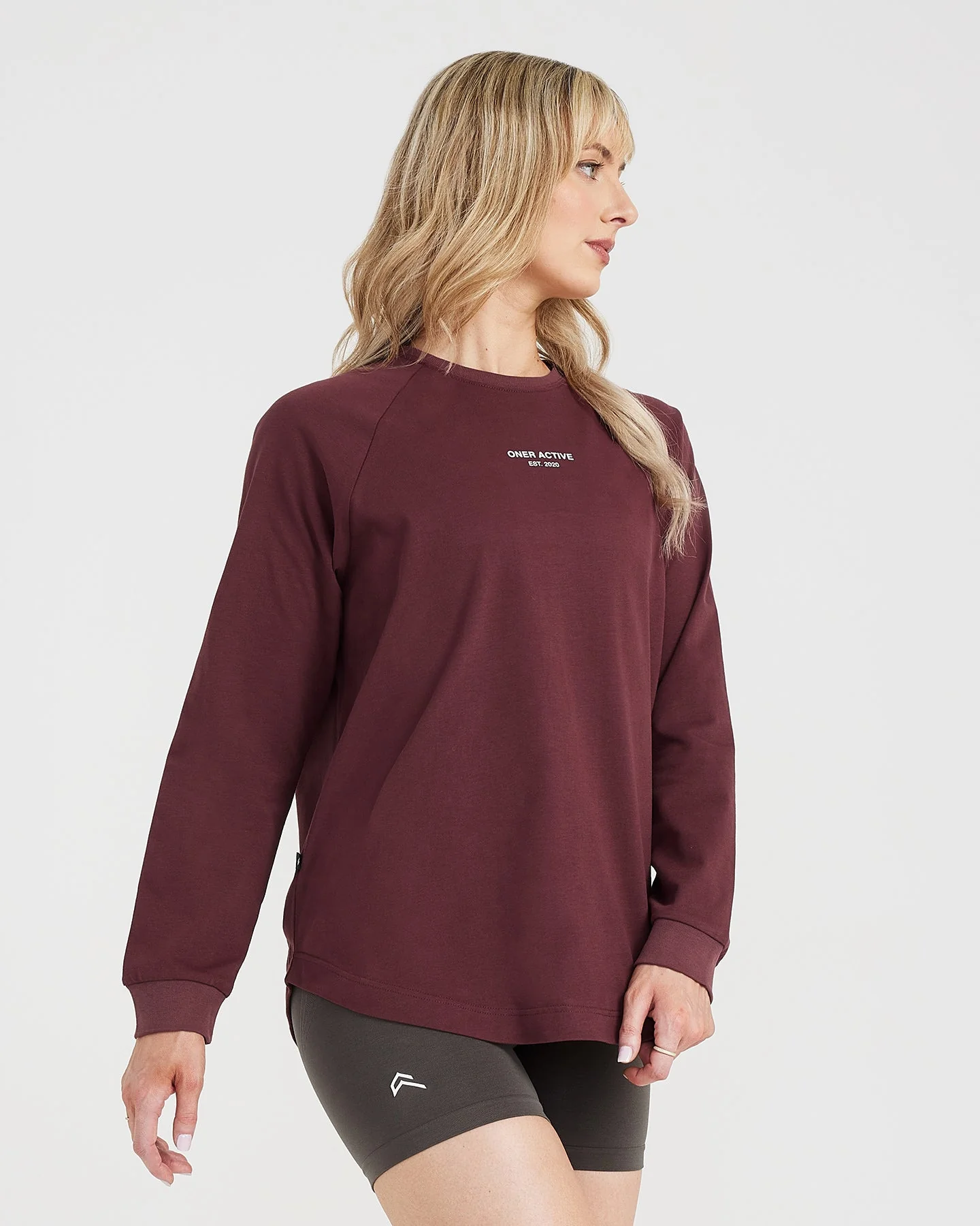 Graphic Oversized Long Sleeve Tee | Washed Rosewood - Image 2