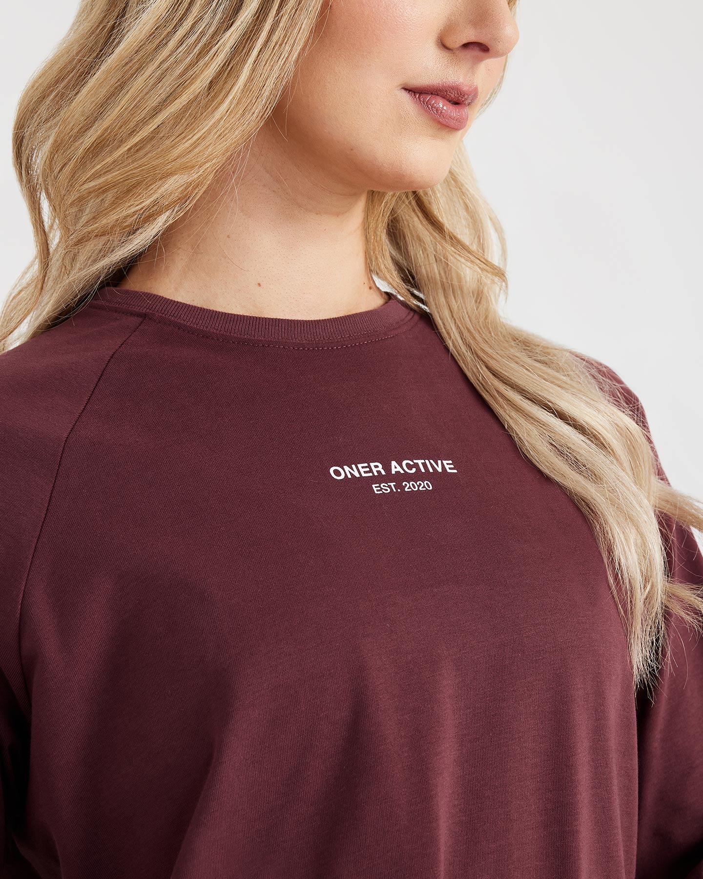 Graphic Oversized Long Sleeve Tee | Washed Rosewood - Image 3