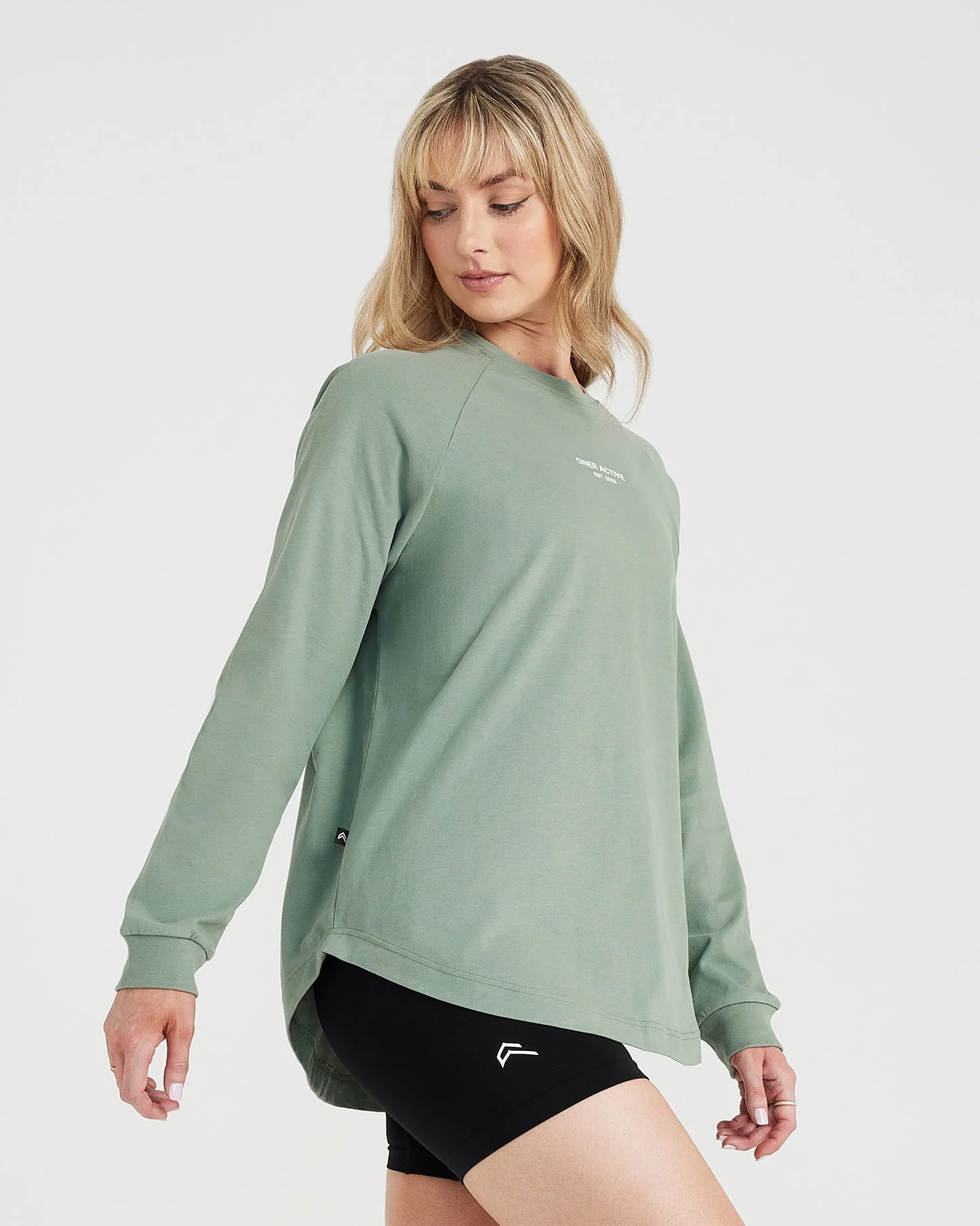 Graphic Oversized Long Sleeve Tee | Washed Sage - Image 2