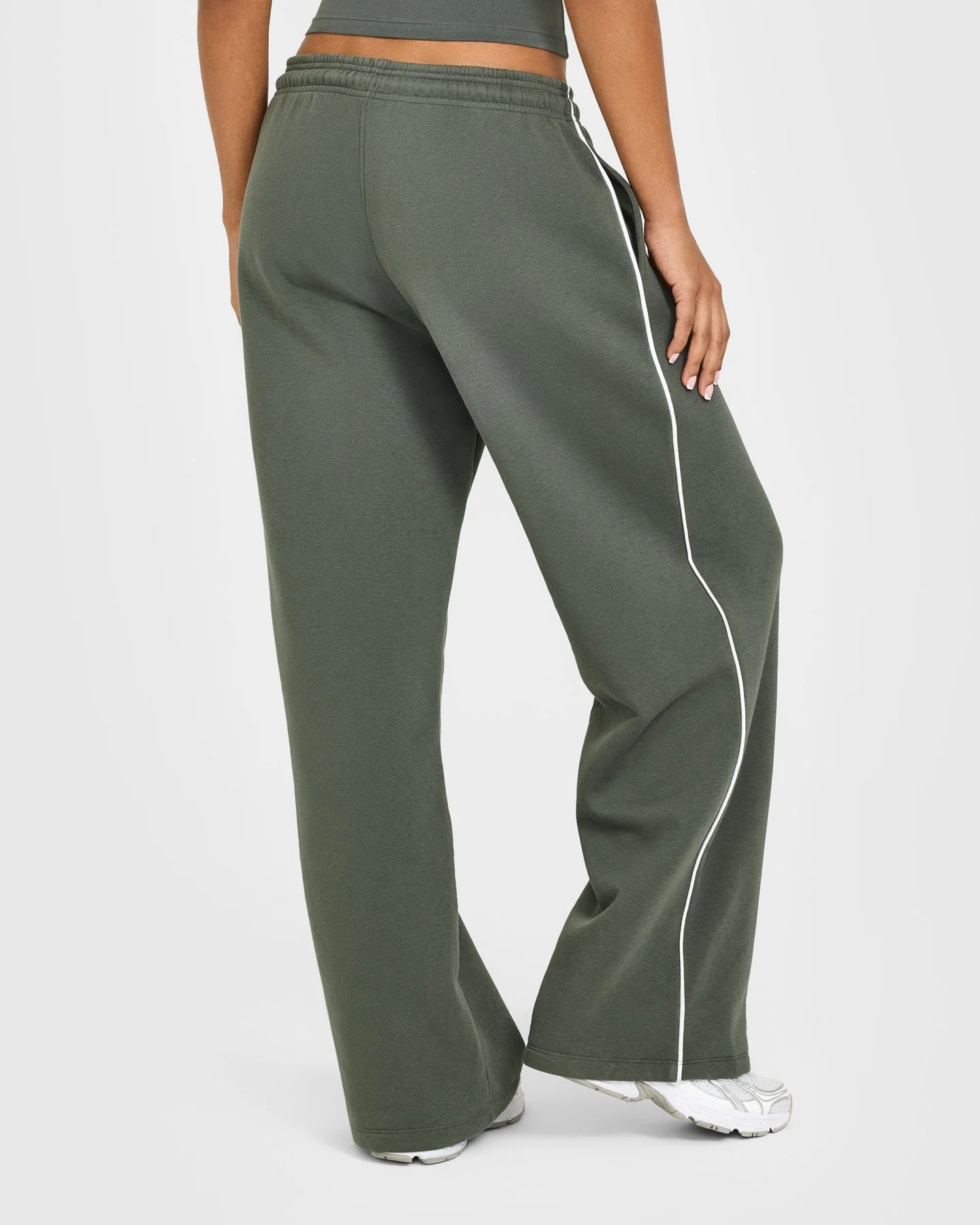 Jersey Tracksuit Straight Leg Joggers | Dark Khaki - Image 2