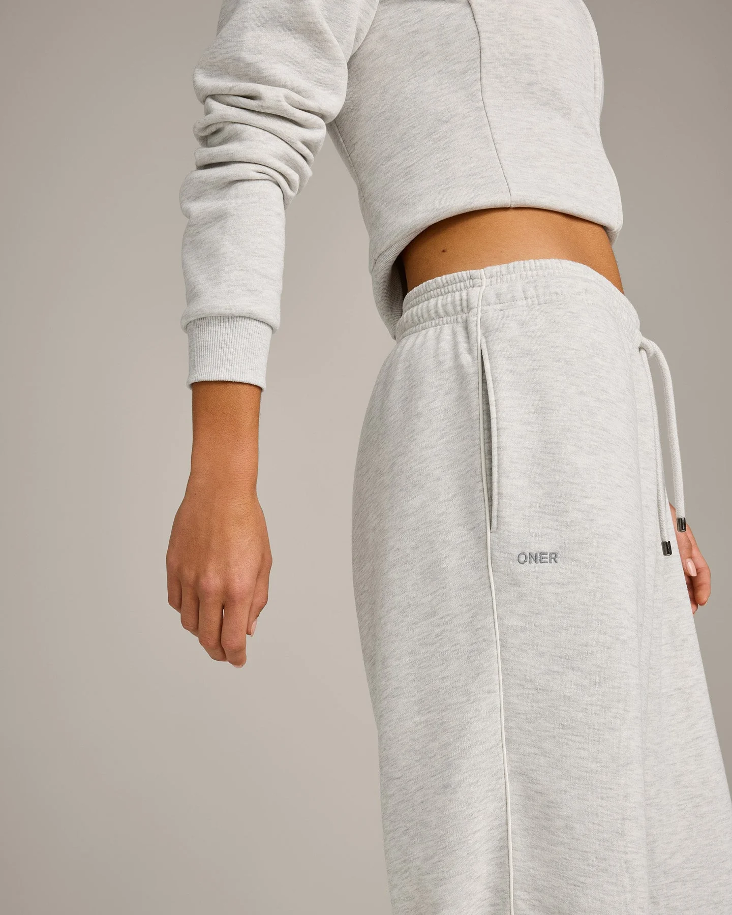 Jersey Tracksuit Straight Leg Joggers | Light Grey Marl - Image 5