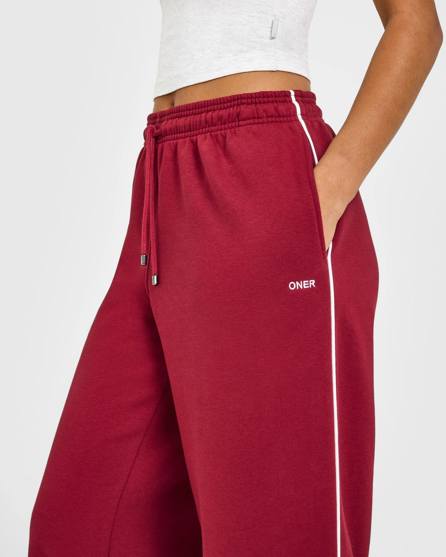 Jersey Tracksuit Straight Leg Joggers | Ruby Red - Image 3