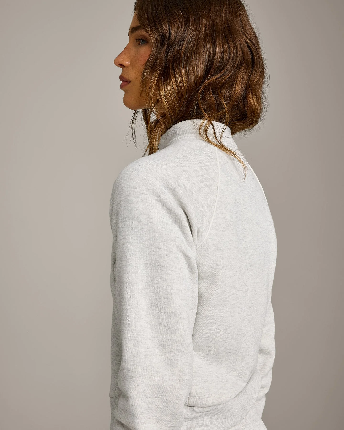 Jersey Tracksuit Zip Through Jacket | Light Grey Marl - Image 6