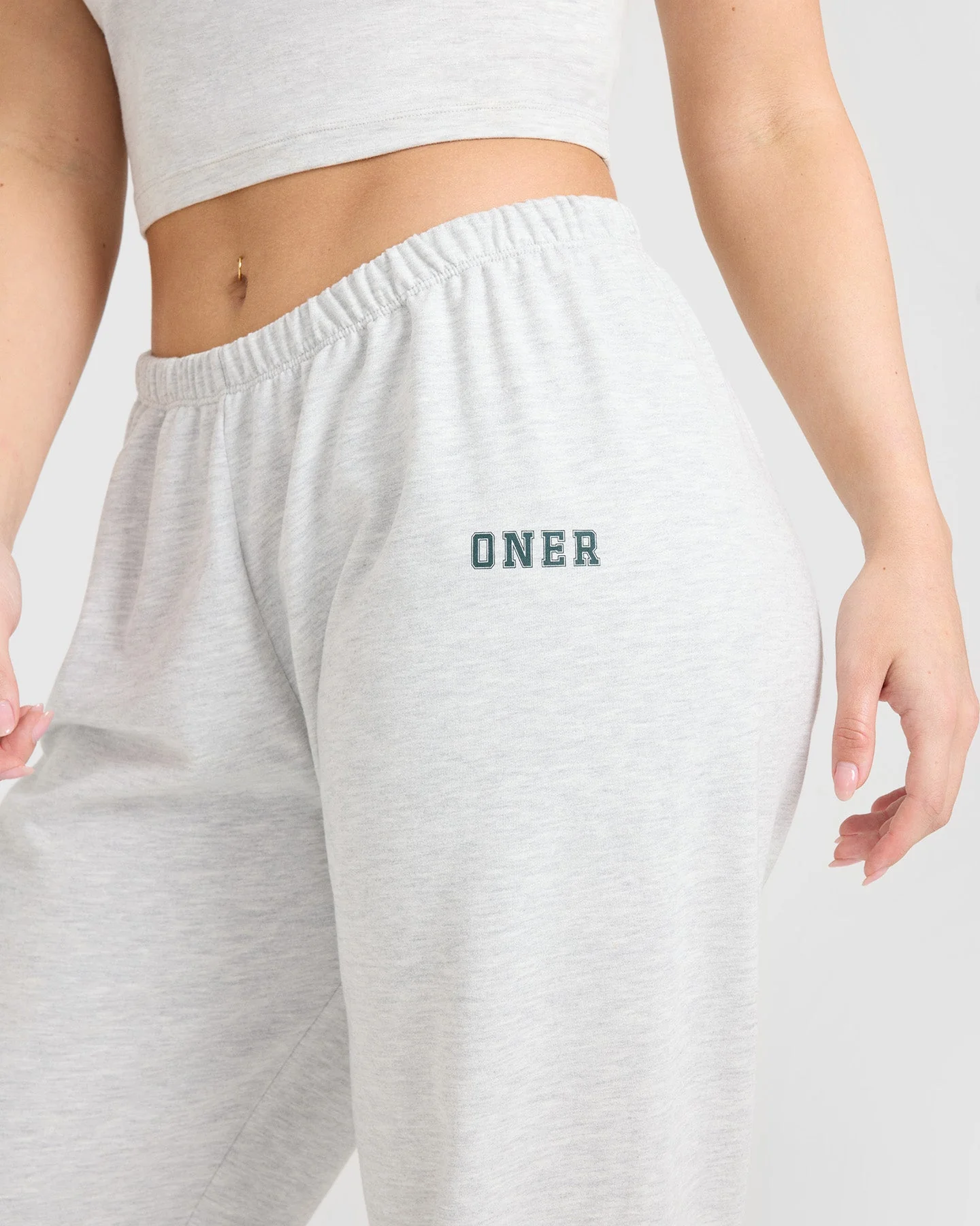 Lightweight Joggers with Printed Logo | Light Grey Marl - Image 4