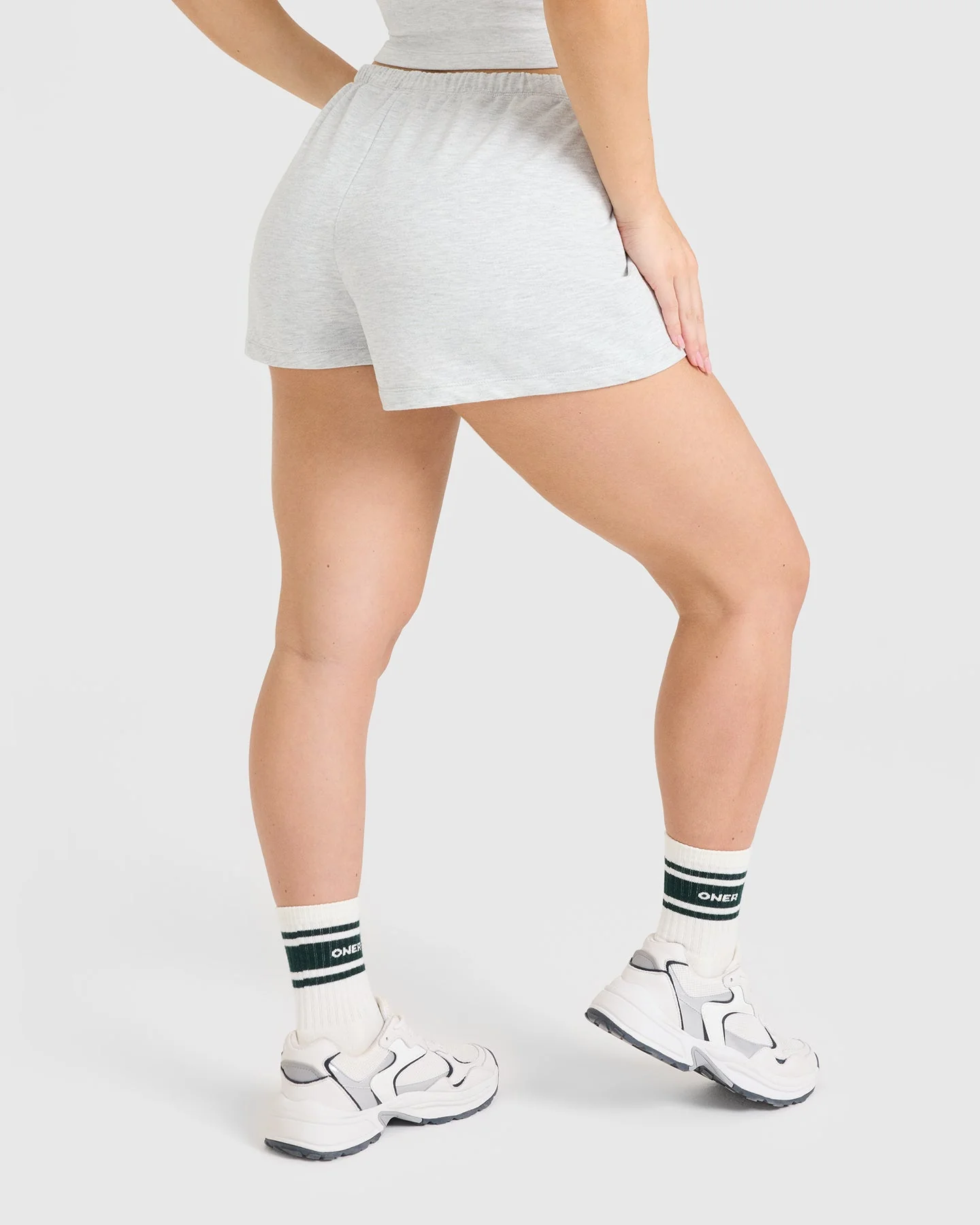 Lightweight Shorts with Printed Logo | Light Grey Marl - Image 2