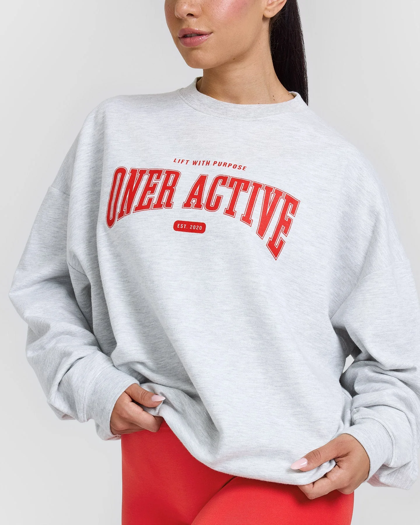 Lightweight Sweatshirt with Red Graphic | Light Grey Marl - Image 4