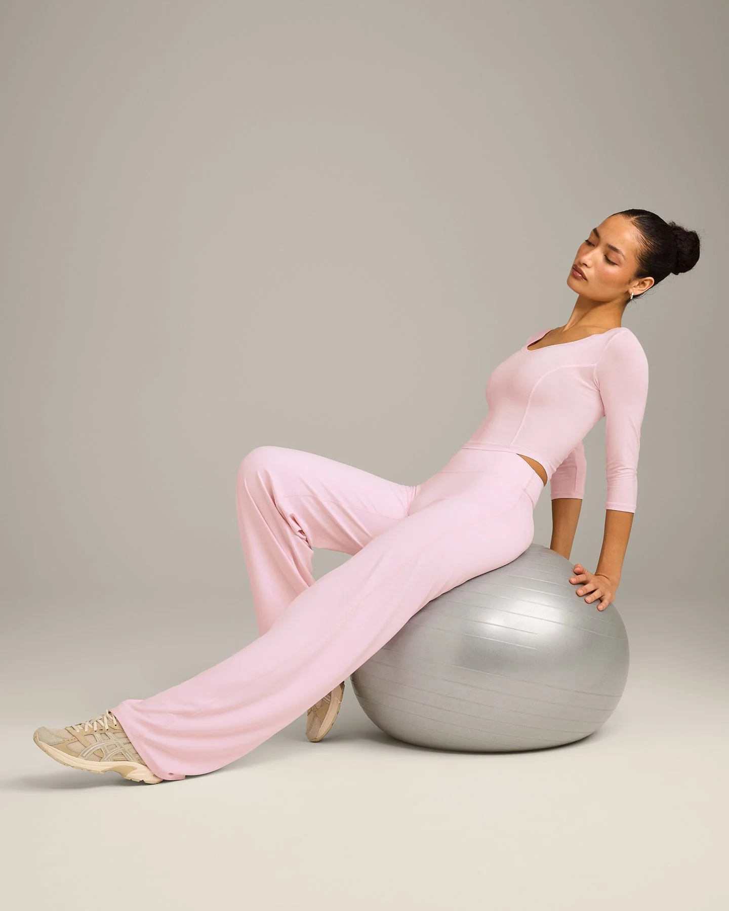 Mellow™ Motion Wide V Neck 3/4 Length Sleeve Mid Top | Soft Girl Pink - Image 6