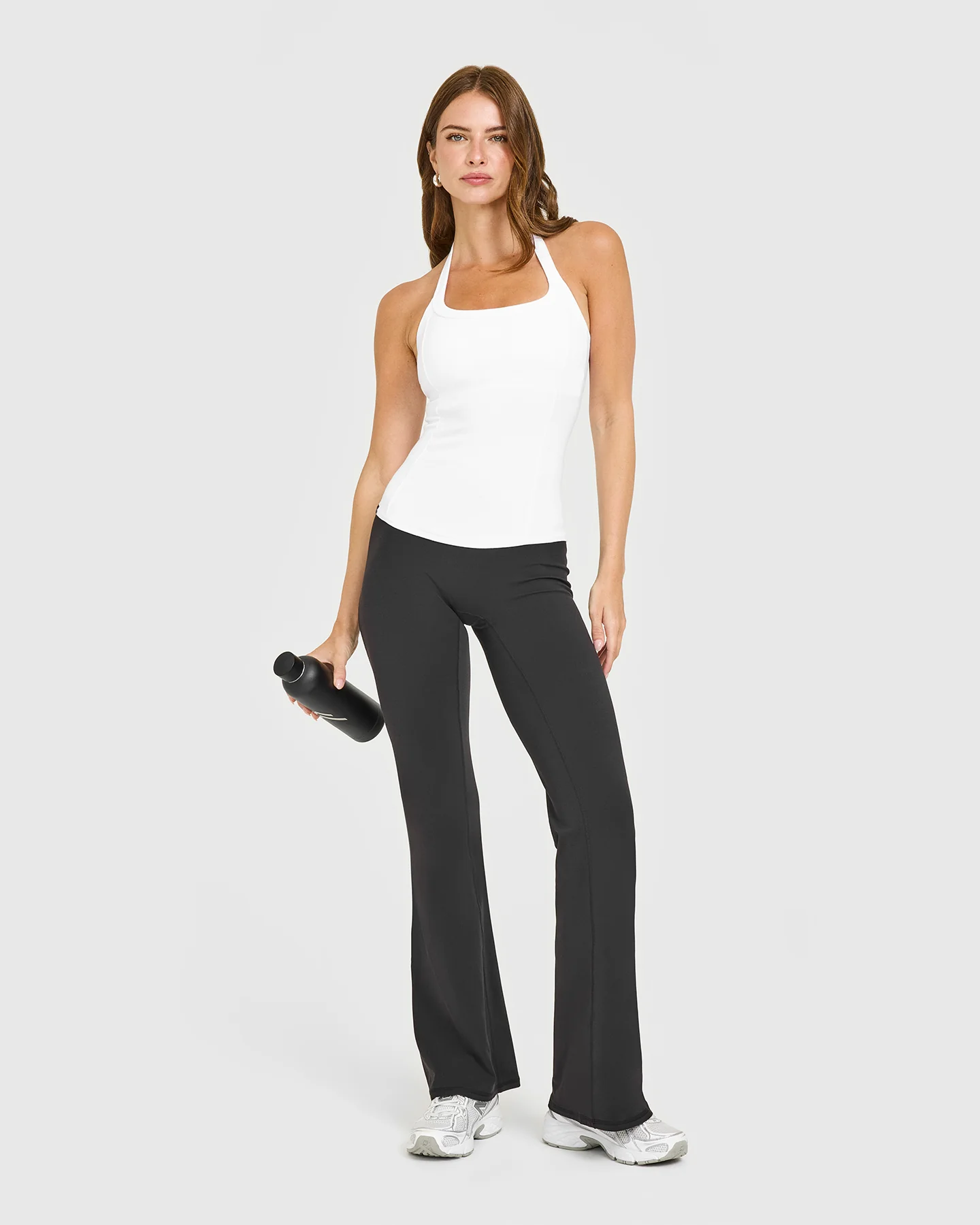Mellow™ Rib Halter Neck Vest with Built in Bra Shelf | White - Image 3