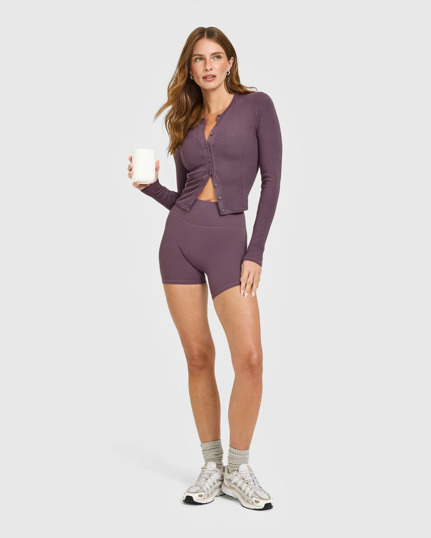 Mellow™ Rib Mid Long Sleeve Cardigan | Vintage Purple - Image 3