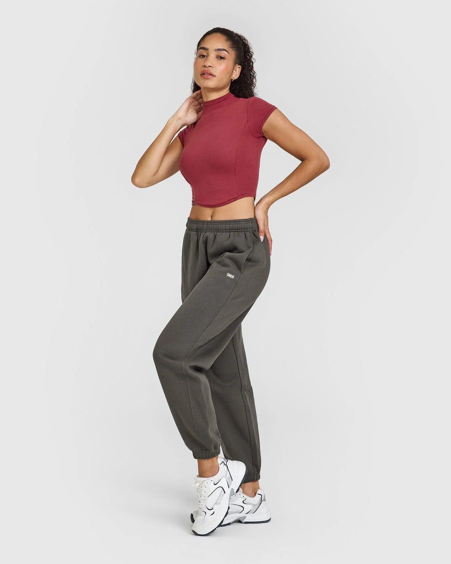 Mellow™ Rib Mid Mock Neck T-Shirt | Burnt Cherry - Image 3