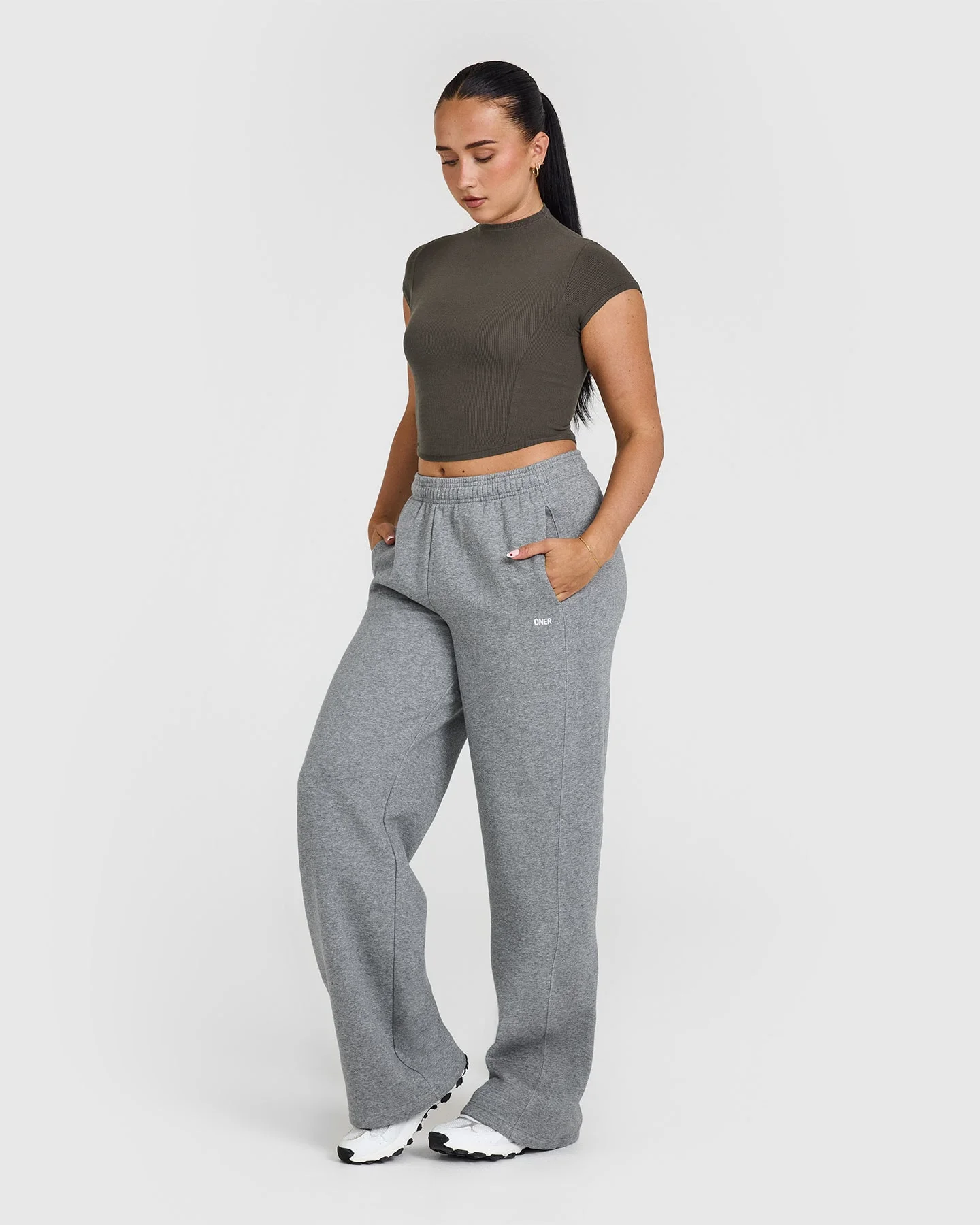Mellow™ Rib Mid Mock Neck T-Shirt | Deep Taupe - Image 3