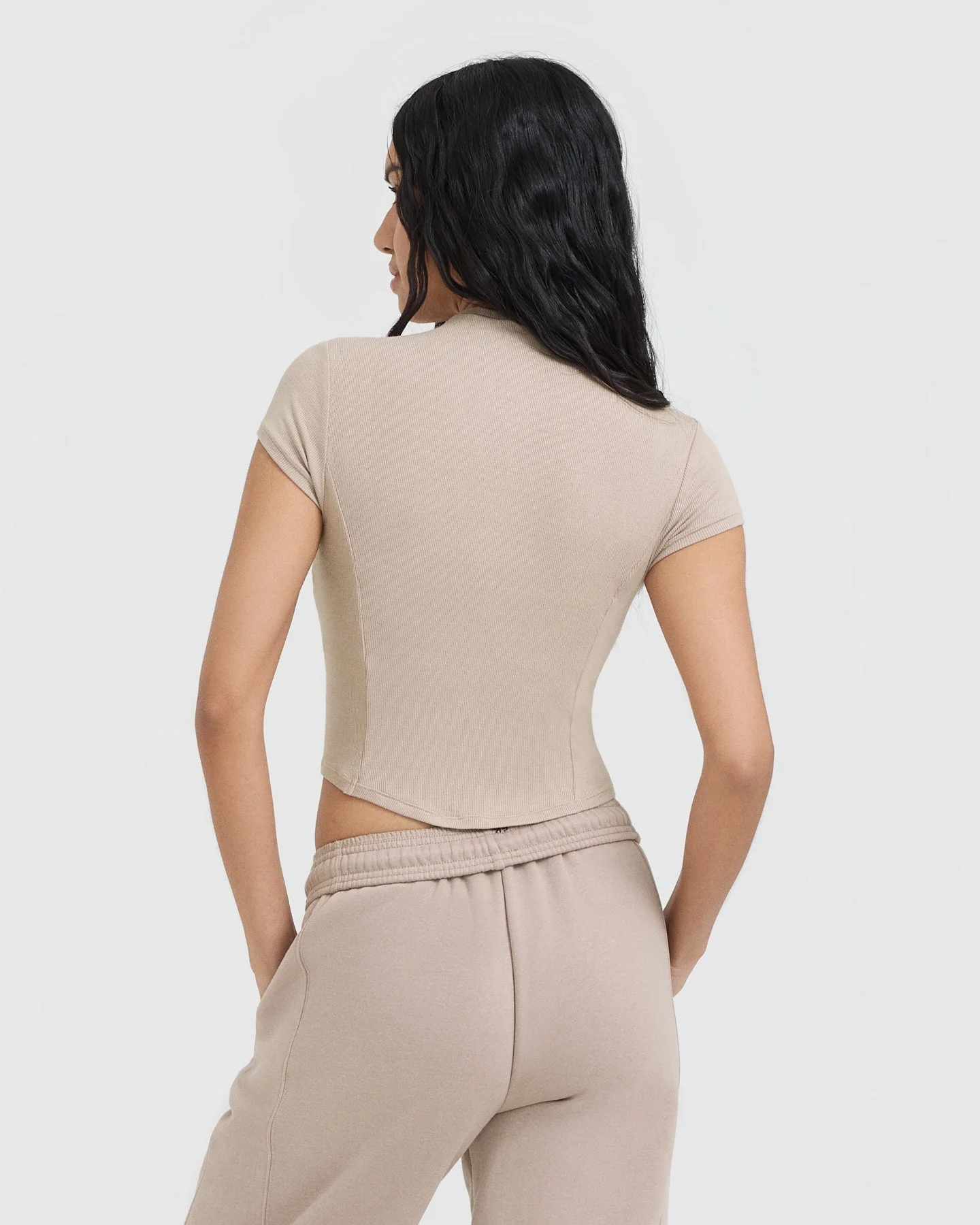 Mellow™ Rib Mid Mock Neck T-Shirt | Mushroom Brown - Image 2