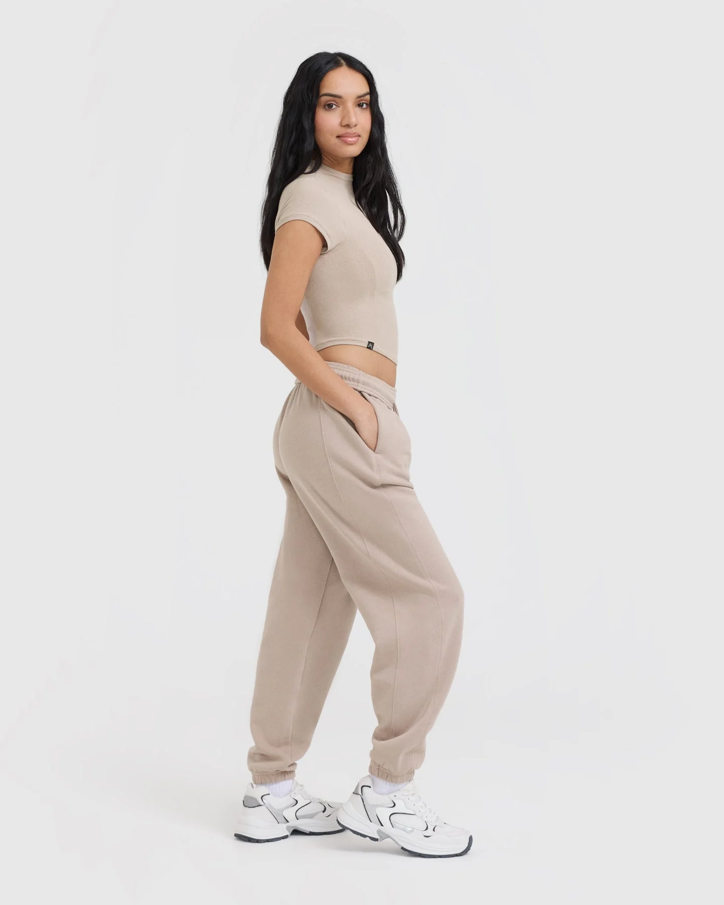 Mellow™ Rib Mid Mock Neck T-Shirt | Mushroom Brown - Image 3