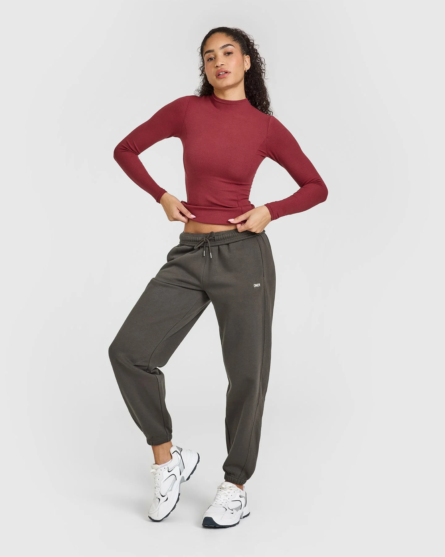 Mellow™ Rib Mock Neck Long Sleeve Top | Burnt Cherry - Image 3