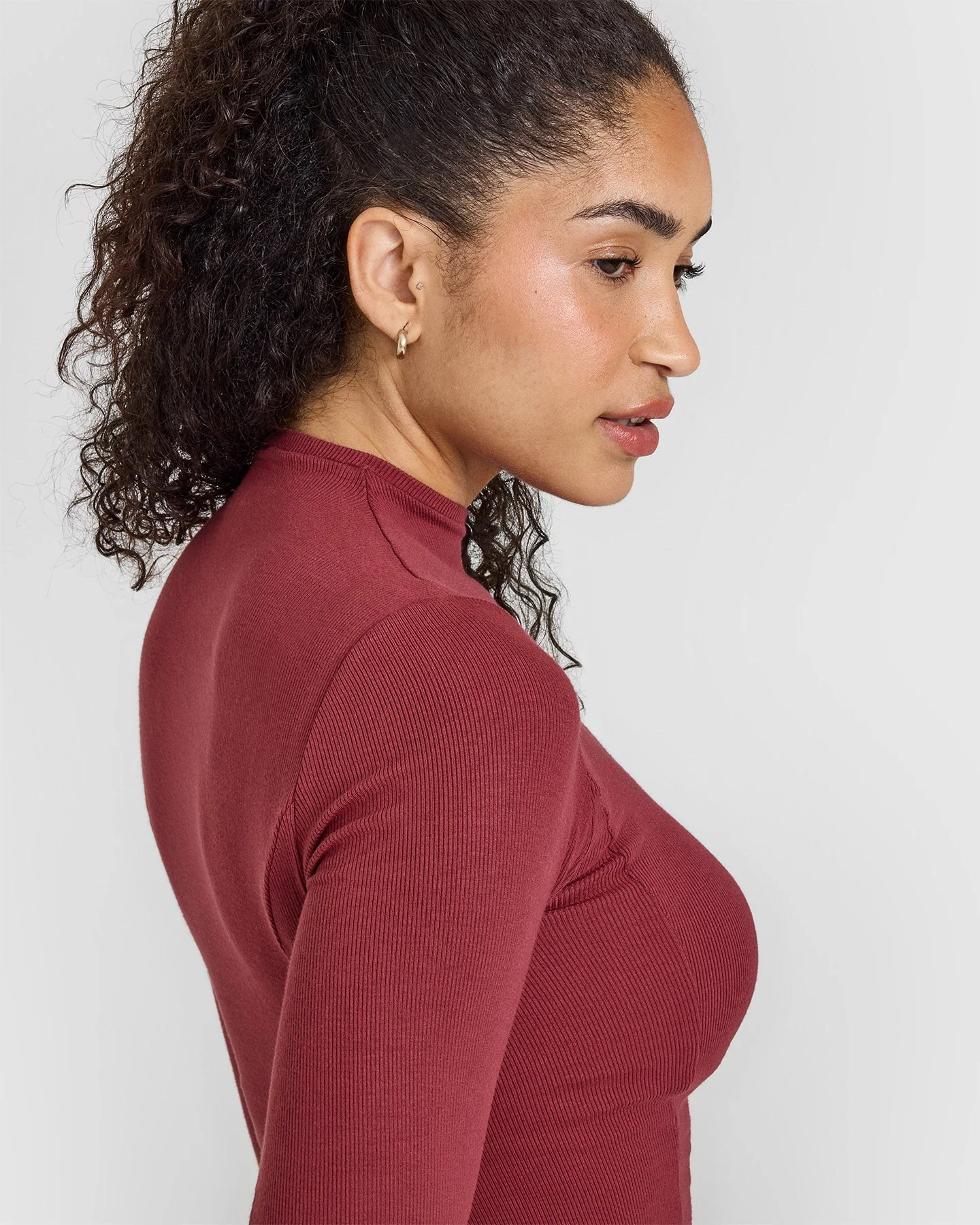 Mellow™ Rib Mock Neck Long Sleeve Top | Burnt Cherry - Image 5