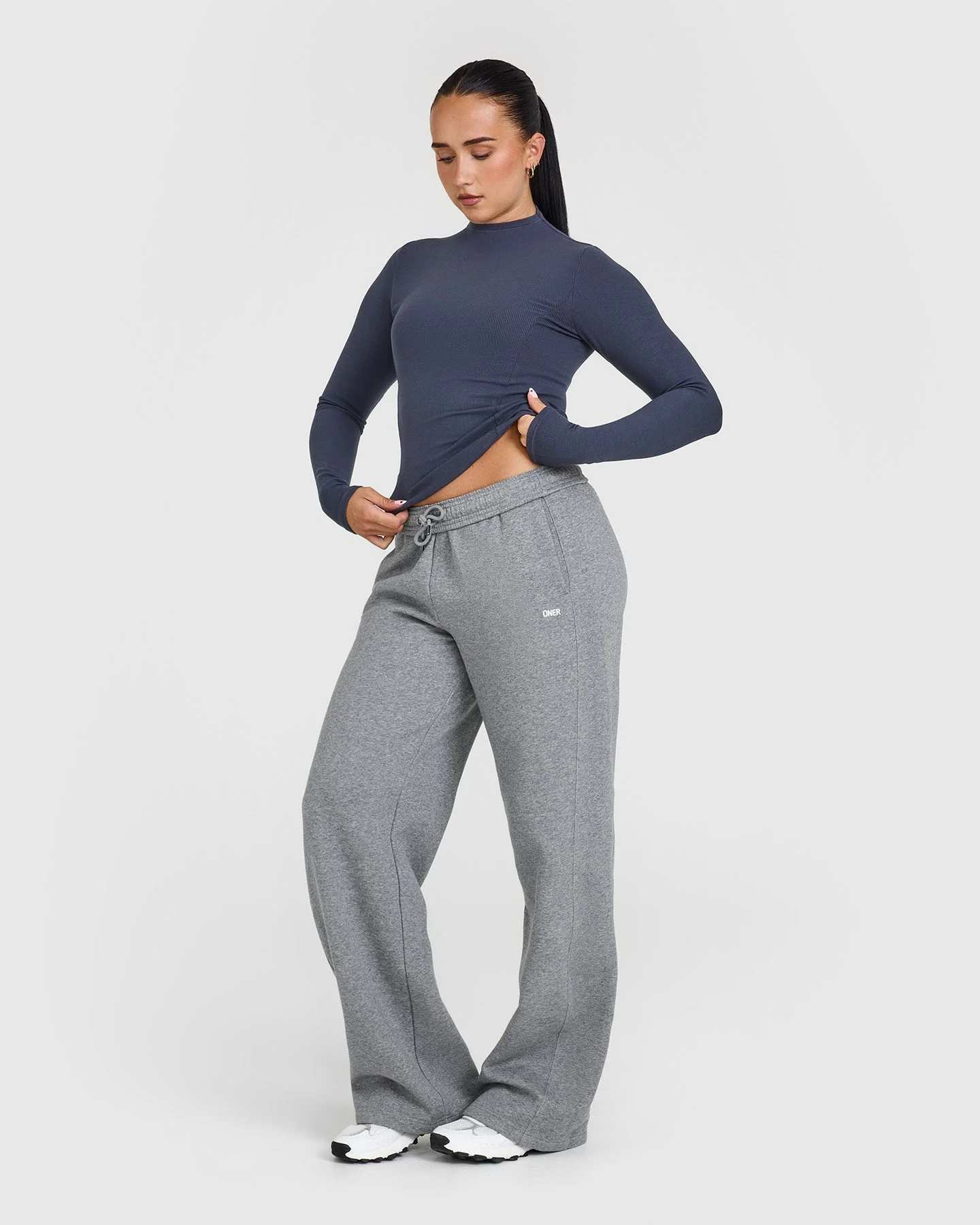Mellow™ Rib Mock Neck Long Sleeve Top | True Blue - Image 3