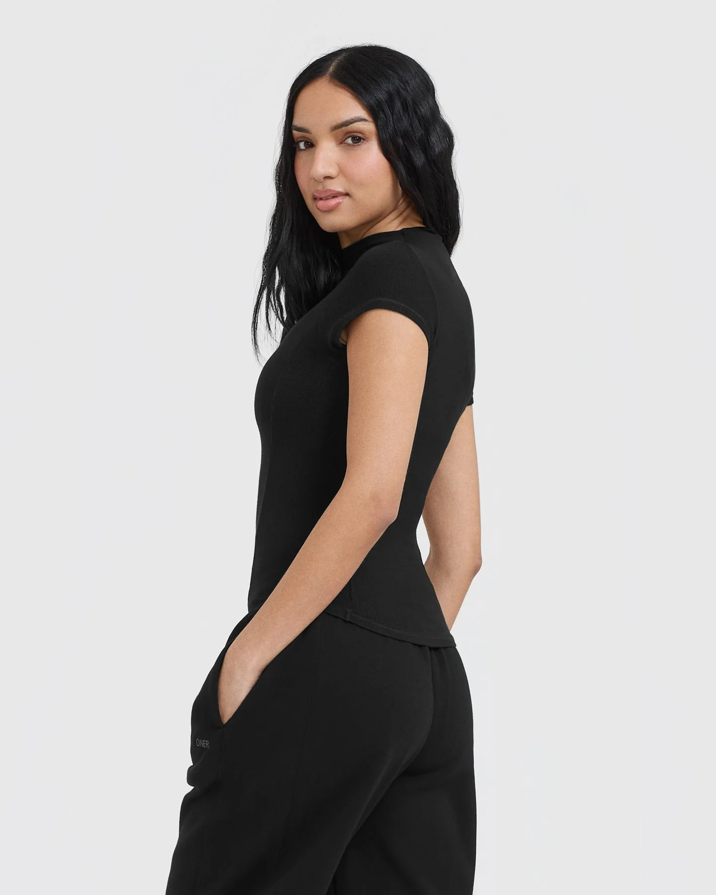 Mellow™ Rib Mock Neck T-Shirt | Black - Image 2