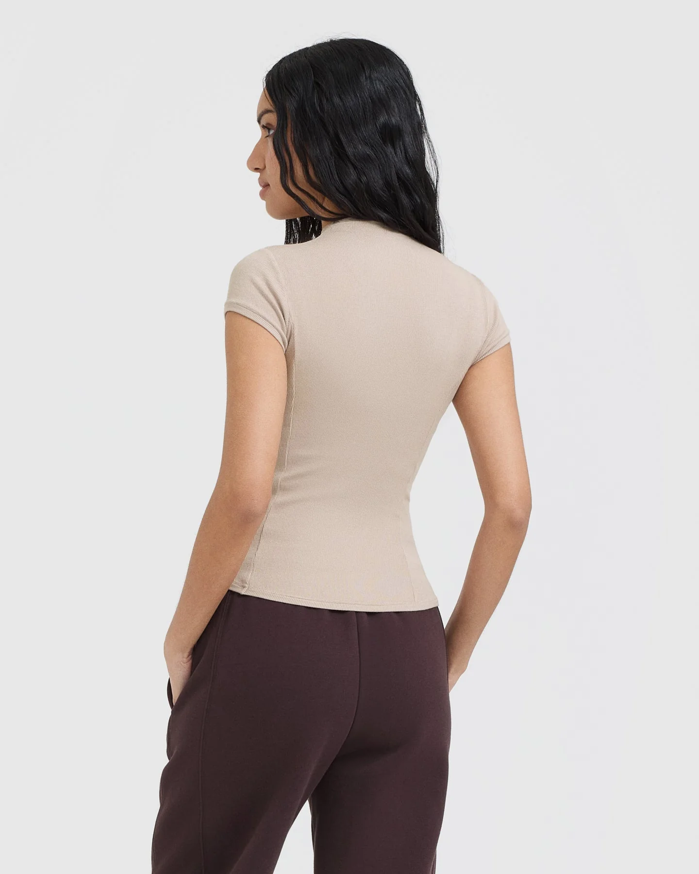 Mellow™ Rib Mock Neck T-Shirt | Mushroom Brown - Image 2