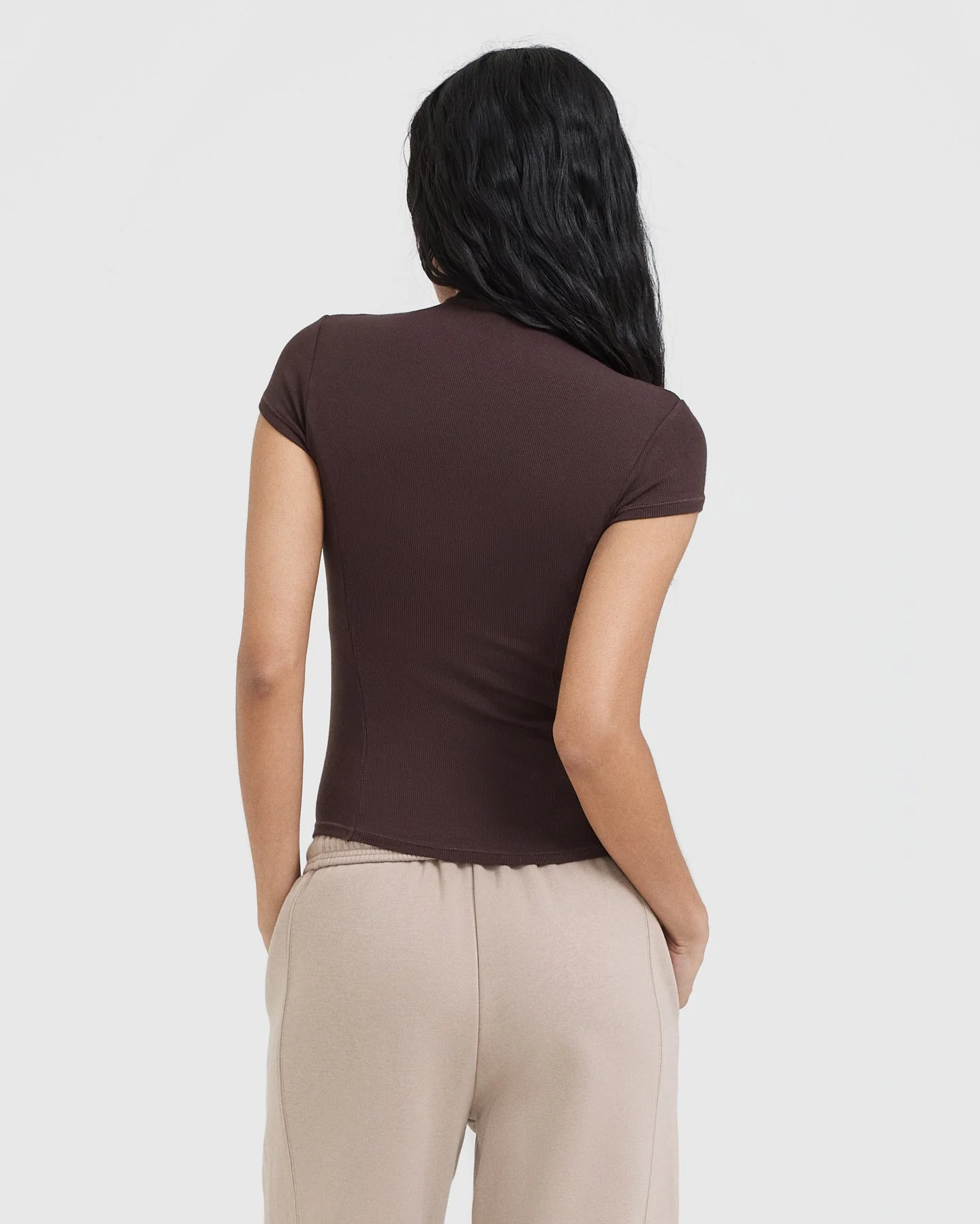Mellow™ Rib Mock Neck T-Shirt | Plum Brown - Image 2