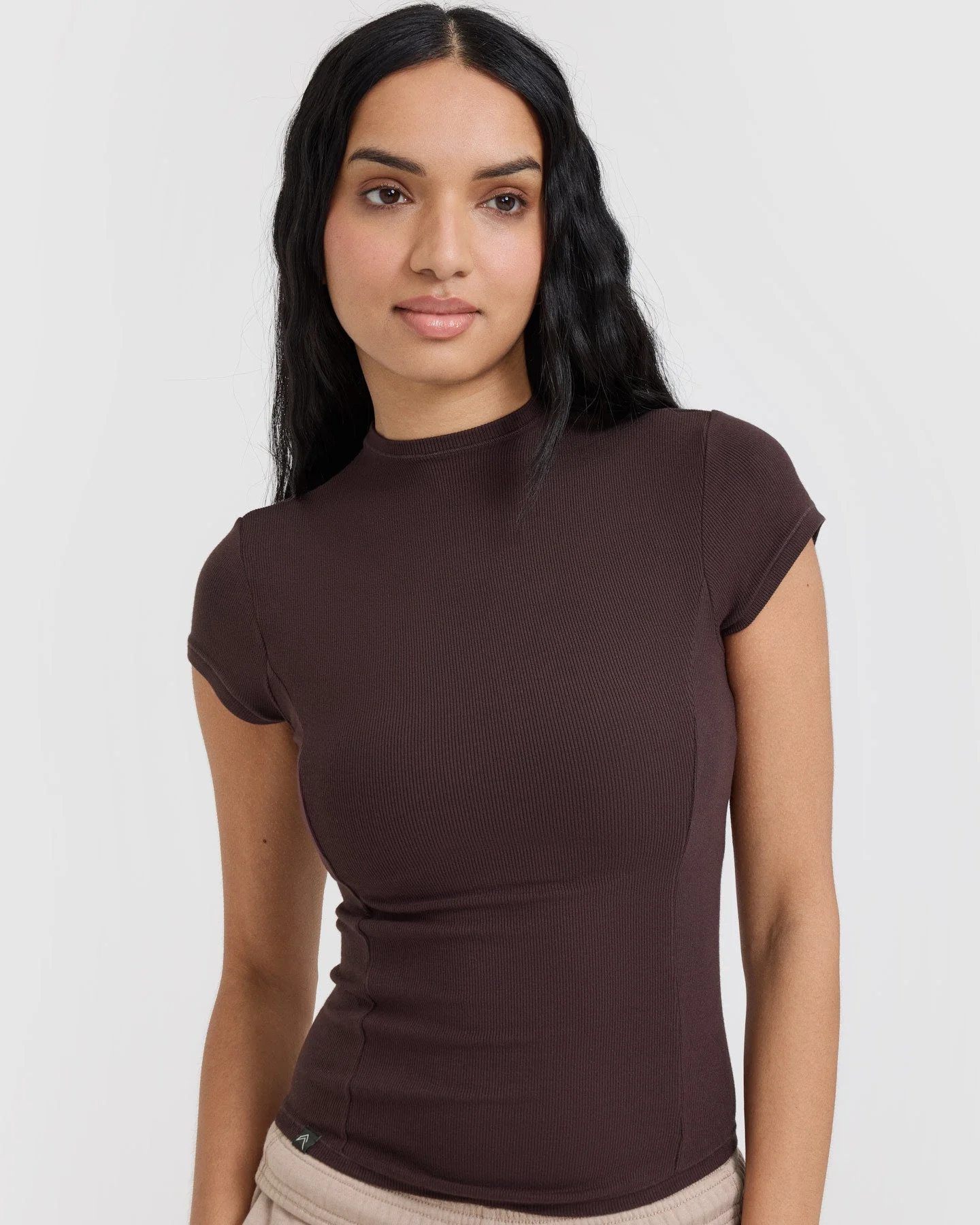 Mellow™ Rib Mock Neck T-Shirt | Plum Brown - Image 4