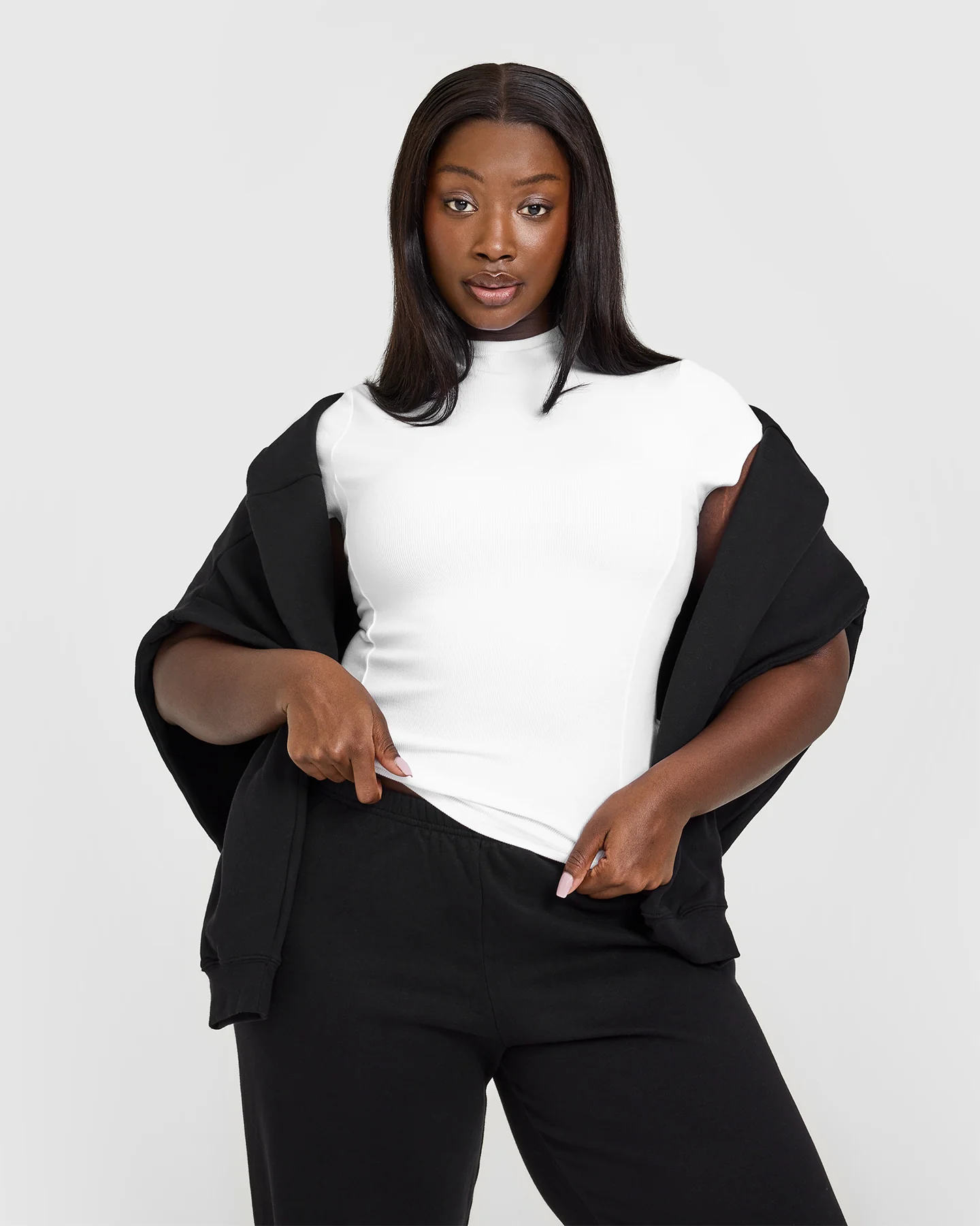 Mellow™ Rib Mock Neck T-Shirt | White - Image 6