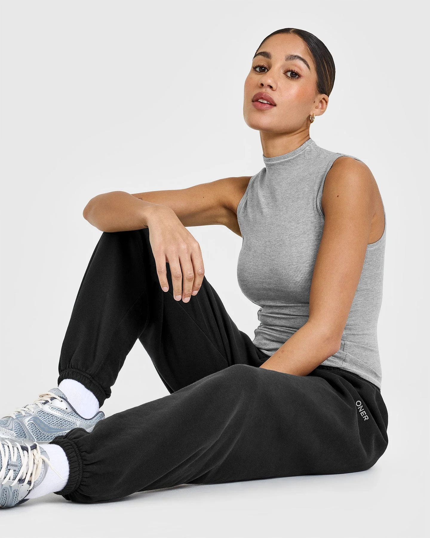 Mellow™ Rib Mock Neck Tank | Charcoal Marl - Image 6