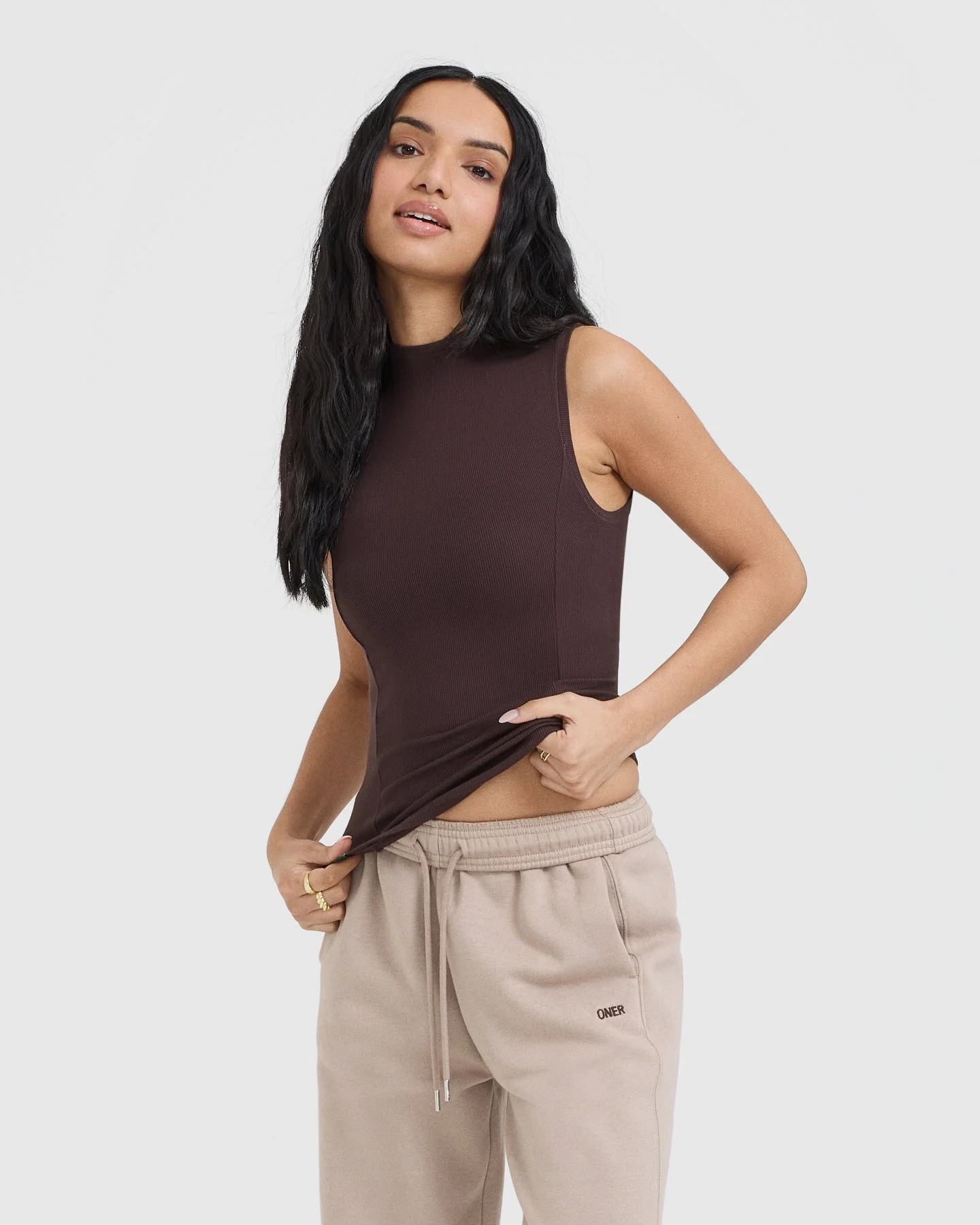 Mellow™ Rib Mock Neck Tank | Plum Brown - Image 3