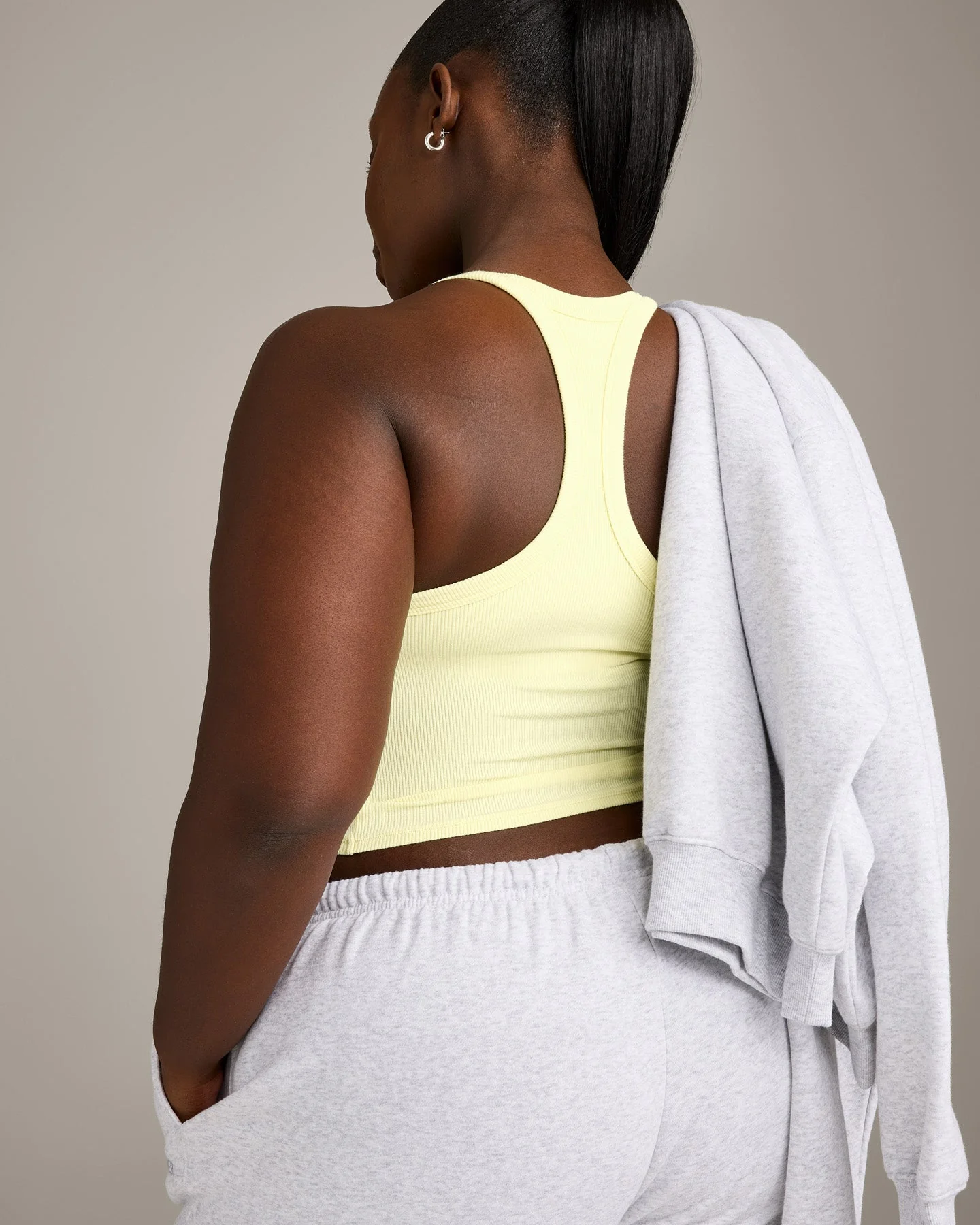 Mellow™ Rib Racer Back Mid Vest with Built in Bra Shelf | Pastel Yellow - Image 5