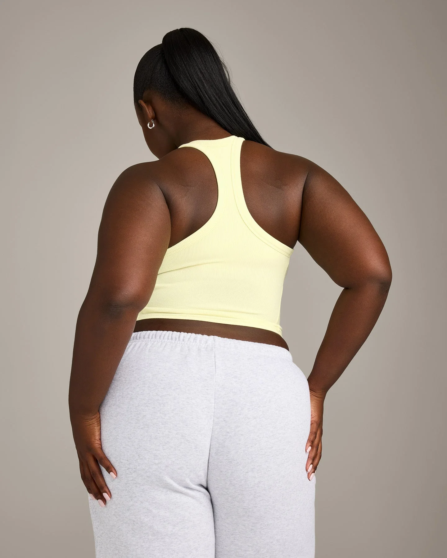 Mellow™ Rib Racer Back Mid Vest with Built in Bra Shelf | Pastel Yellow - Image 6
