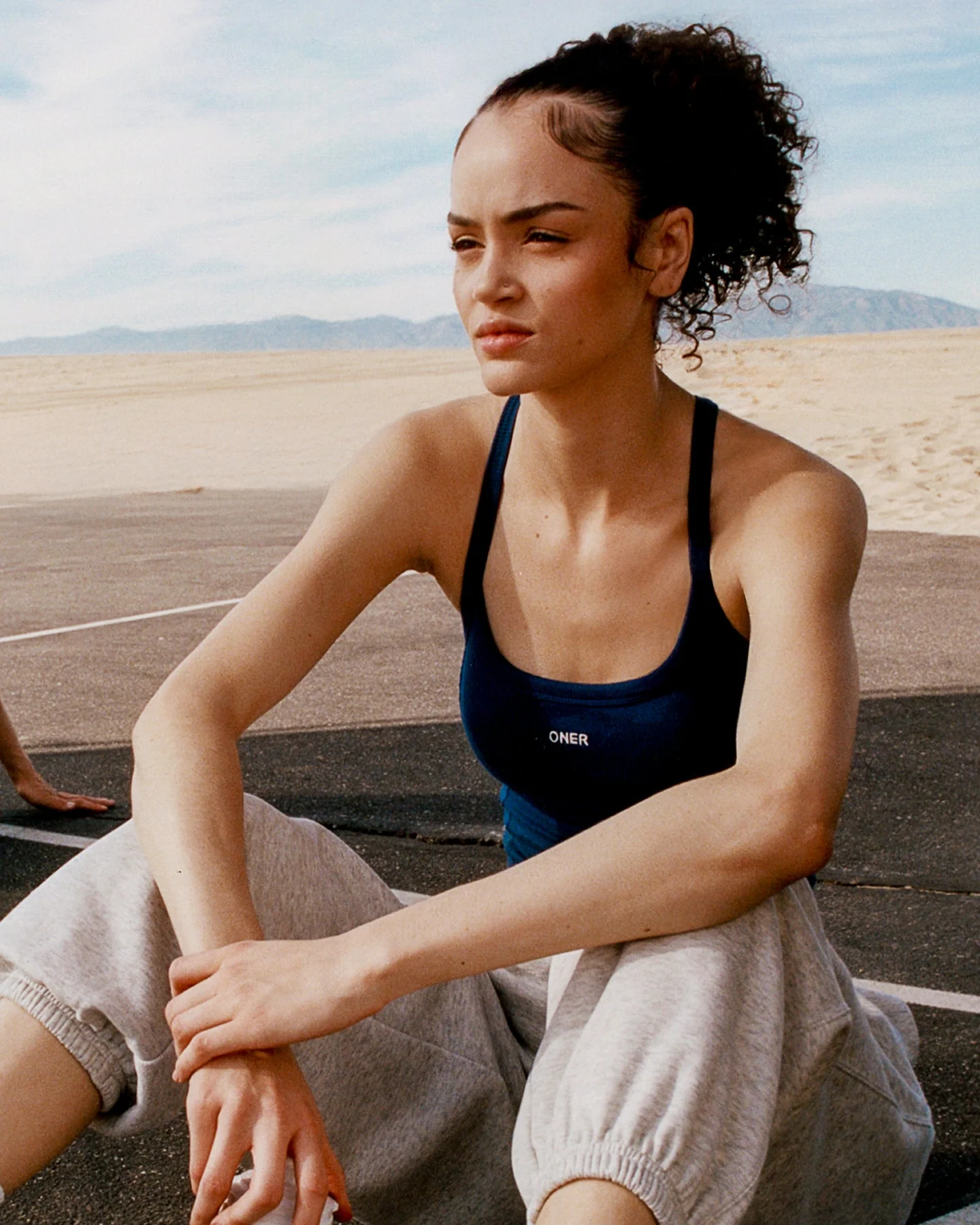 Mellow™ Rib Racer Back Mid Vest with Built in Bra Shelf | Varsity Blue - Image 2