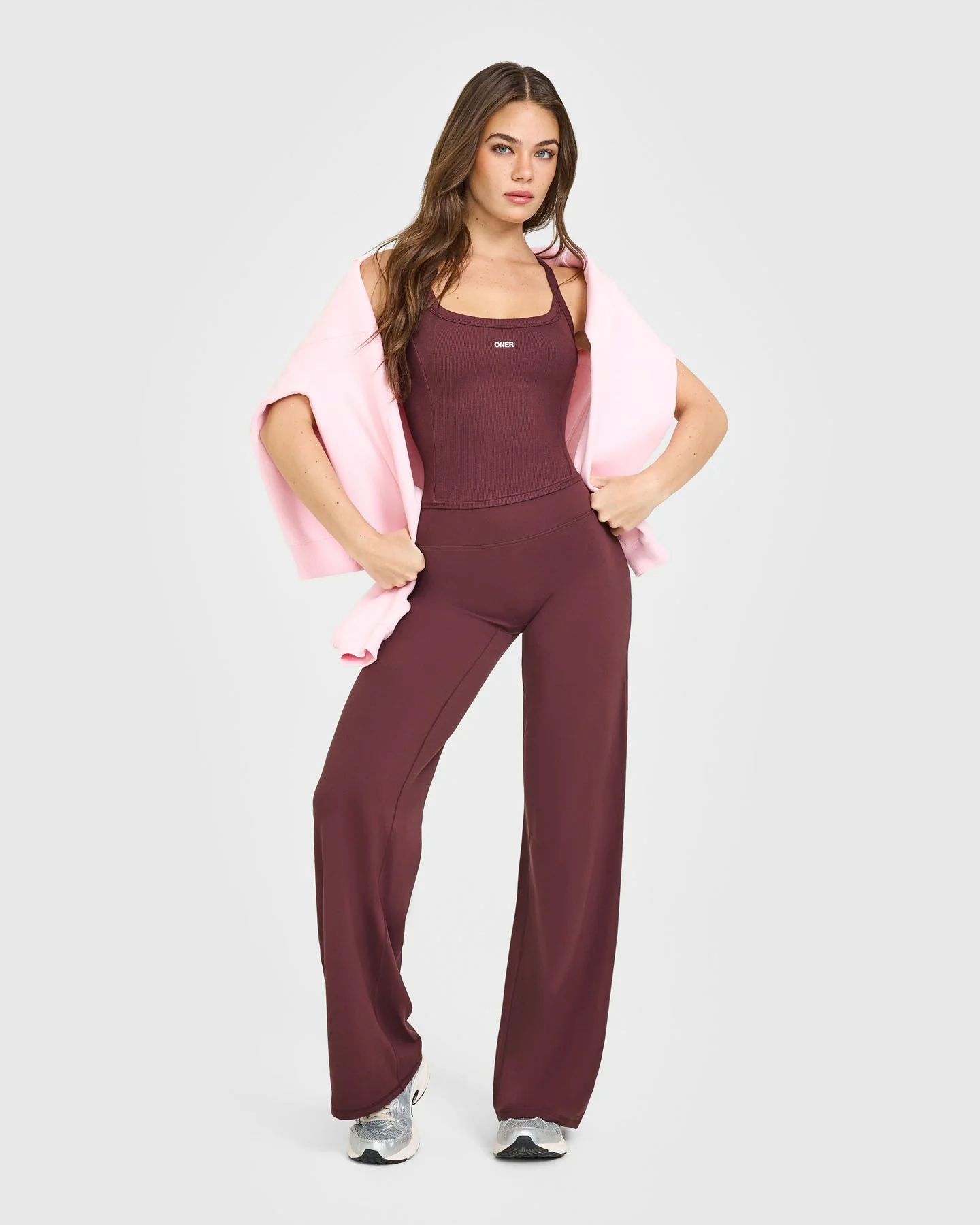 Mellow™ Rib Racer Back Mid Vest with Built in Bra Shelf | Velvet Mocha - Image 3