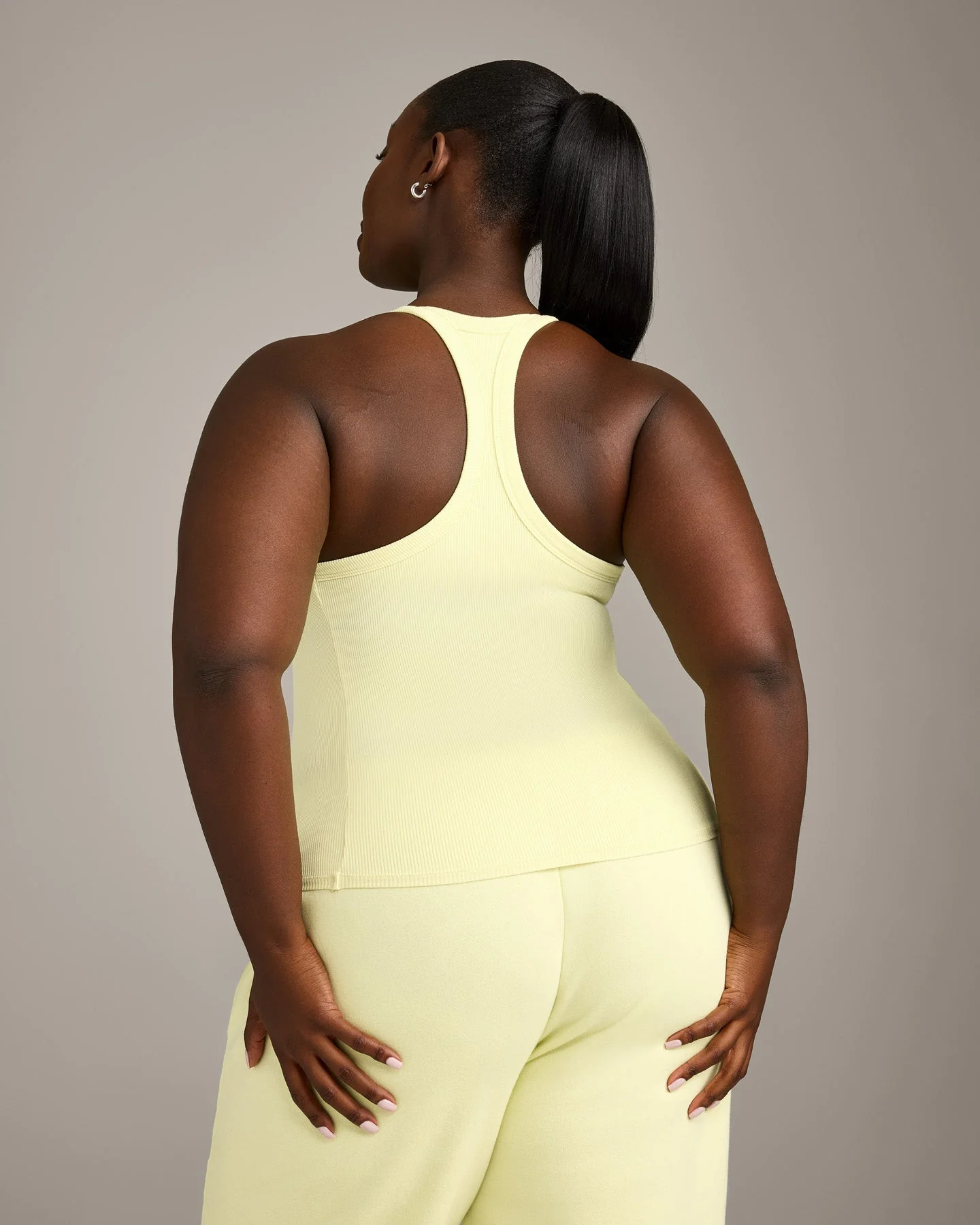 Mellow™ Rib Racer Back Vest with Built in Bra Shelf | Pastel Yellow - Image 5