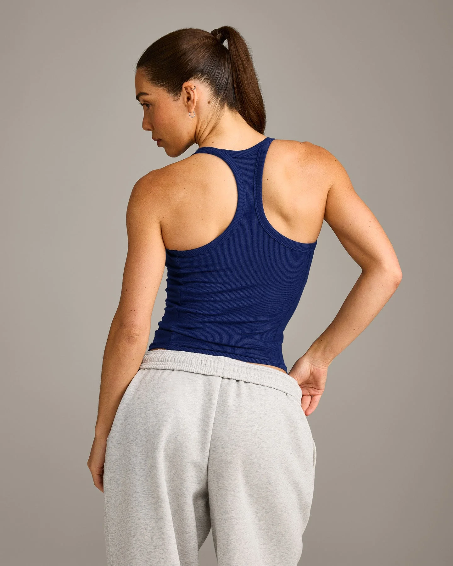 Mellow™ Rib Racer Back Vest with Built in Bra Shelf | Varsity Blue - Image 2