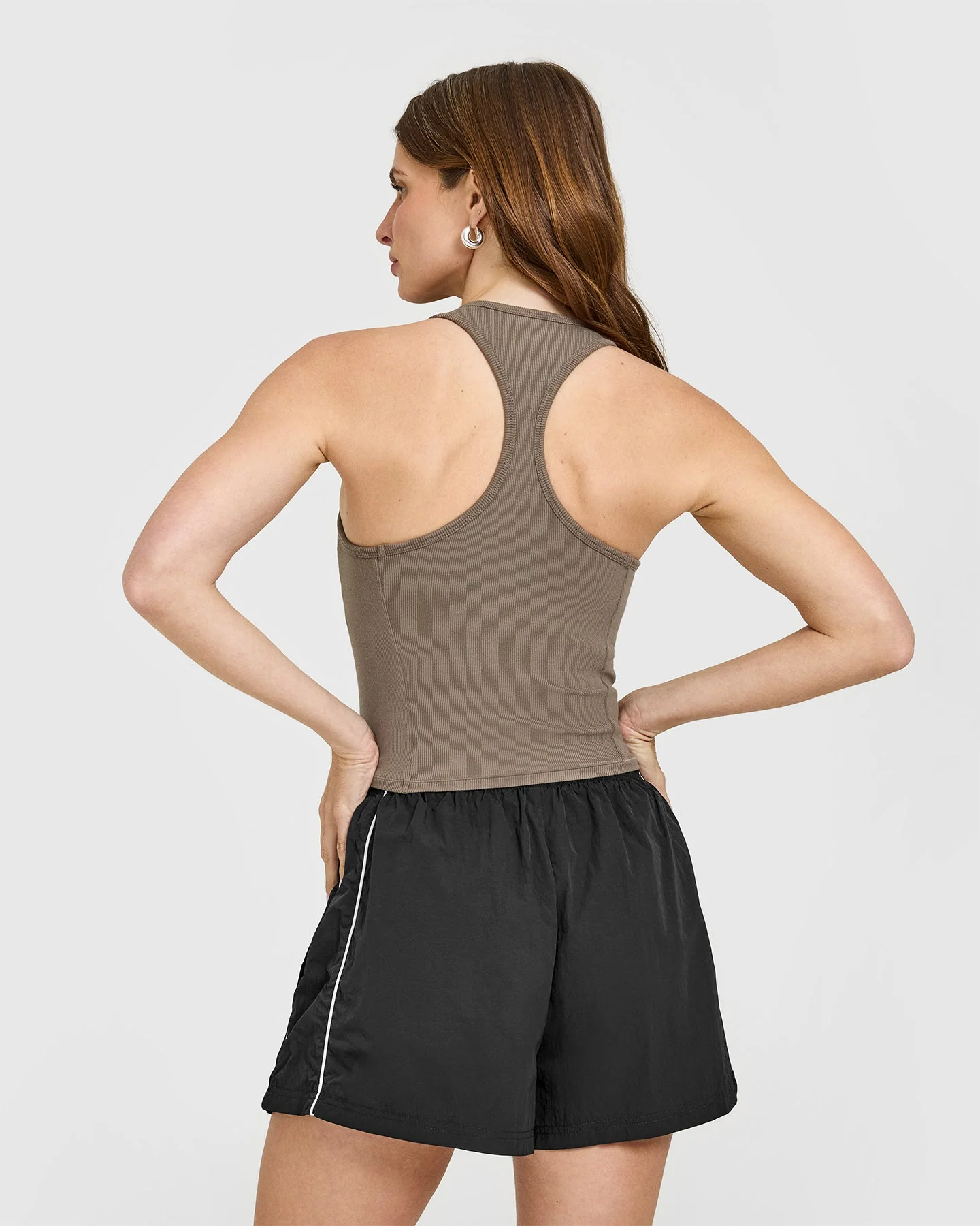 Mellow™ Rib Square Neck Mid Vest with Built in Bra Shelf | Moss Brown - Image 6