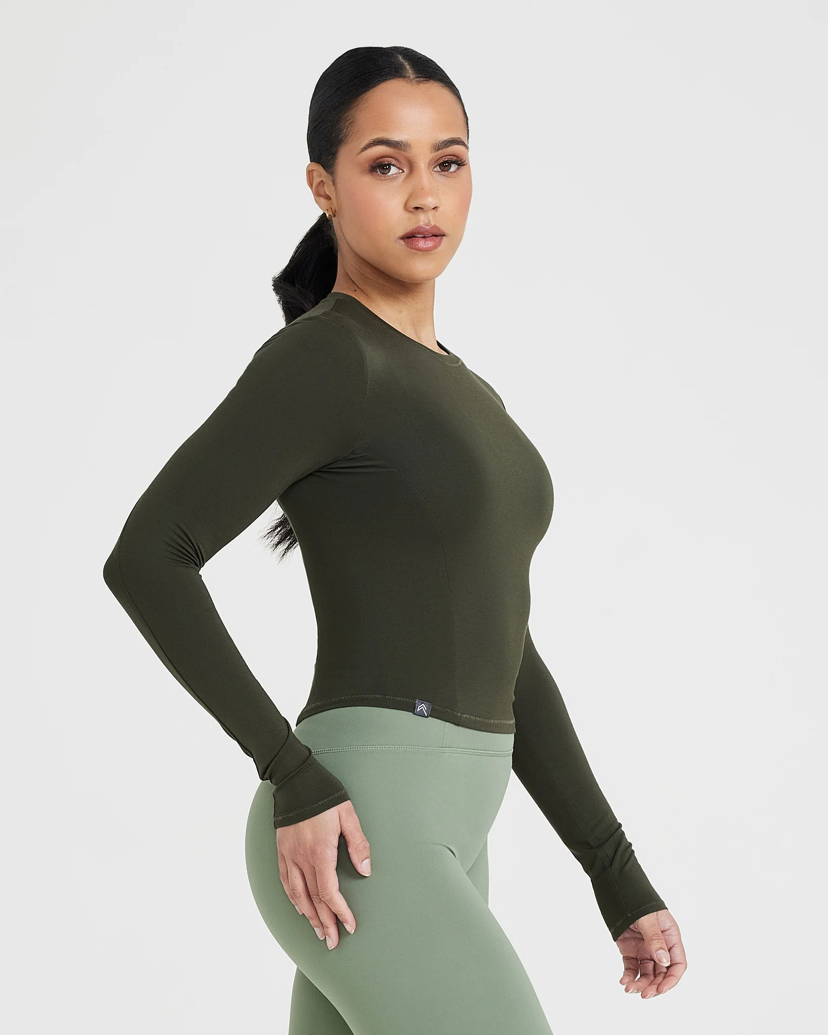 Mellow™ Soft Mid Long Sleeve Top | Khaki - Image 3